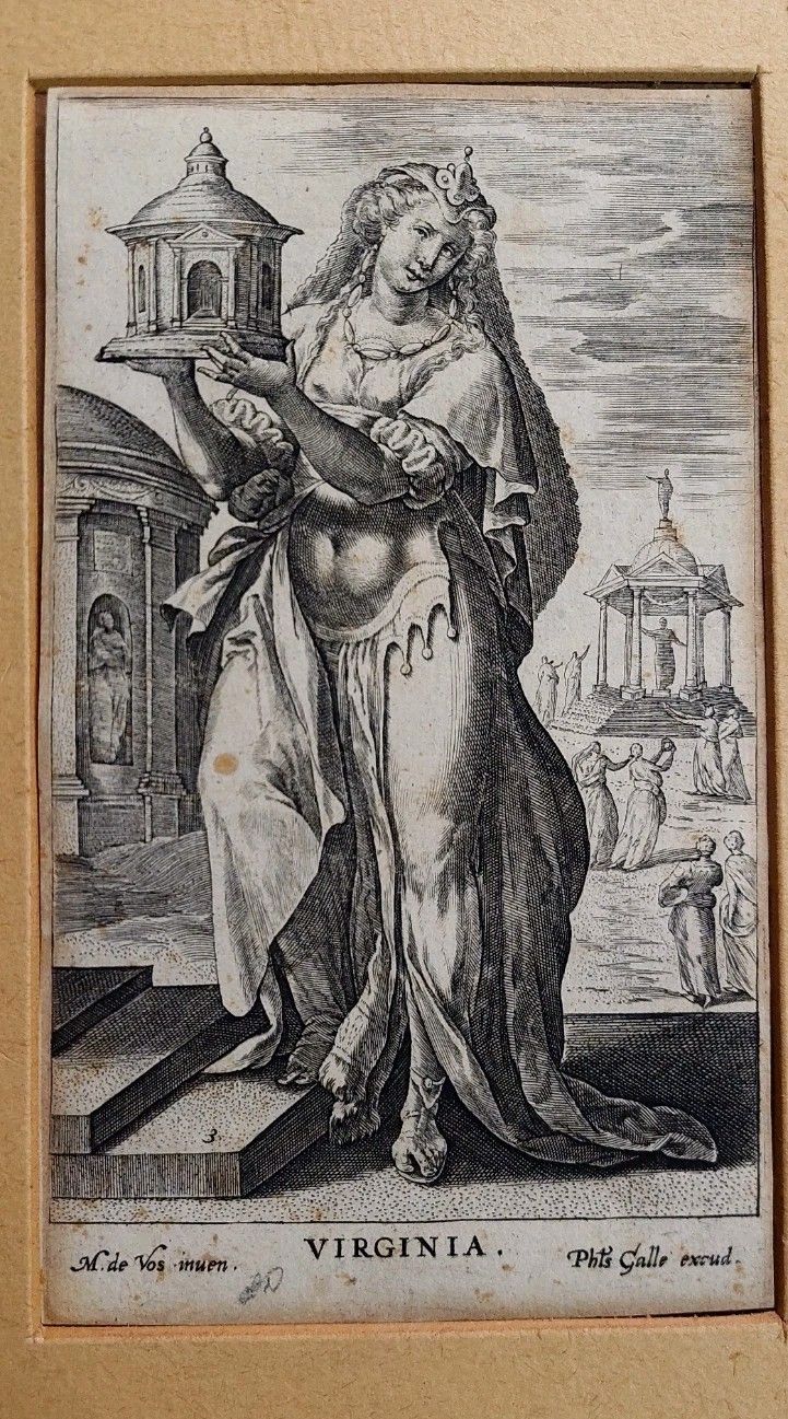 Philip Galle (1537 1612) "Virginia" Bulino Engraving photo furniture