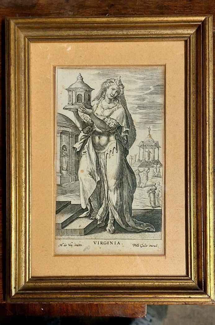 Philip Galle (1537 1612) "Virginia" Bulino Engraving photo for sale