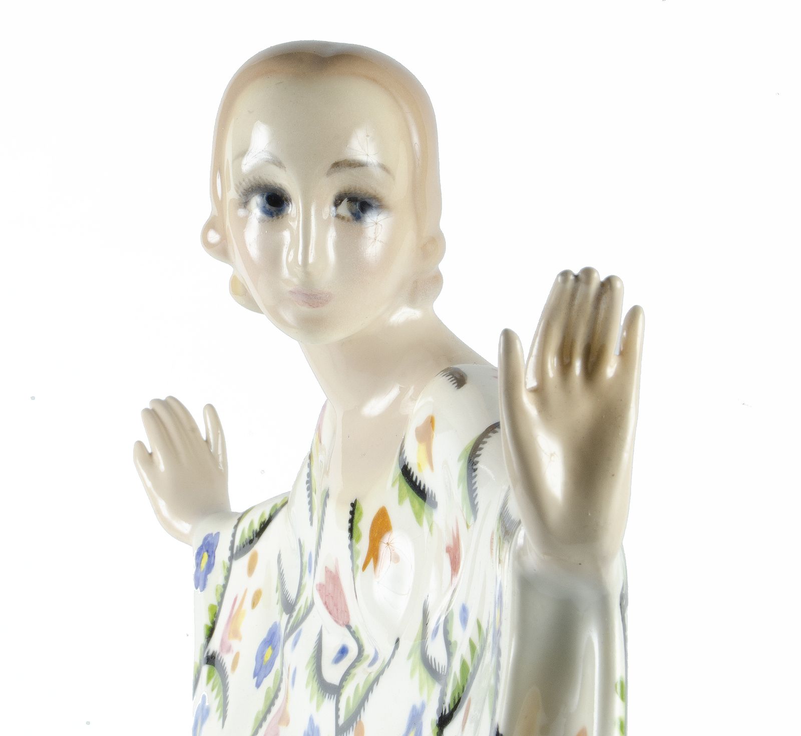 1940s Art Déco Torino Painted And Glazed Ceramic Figurine 'Ambretta Dancer' By Sandro Vaccetti For The Firm Essevi, Italy photo Art