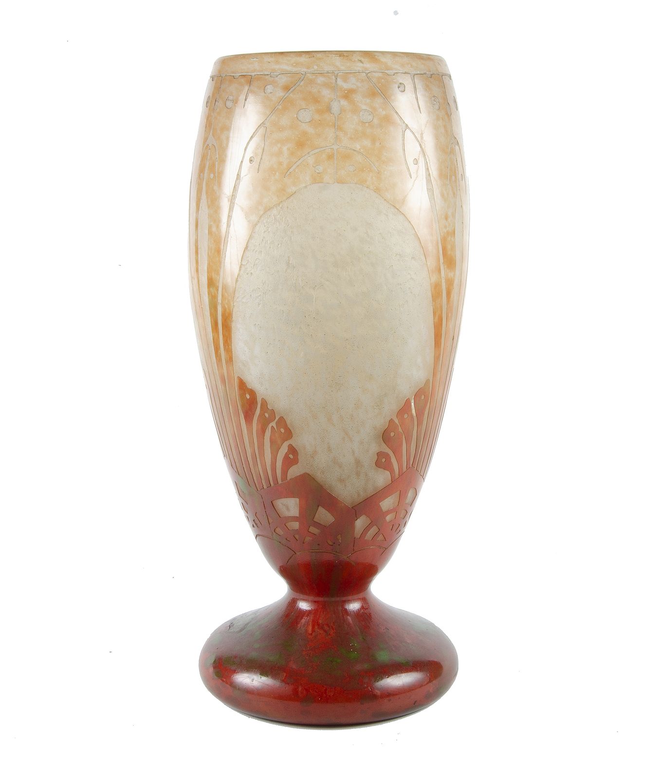 1920s Art Déco French Le Verre Français Frosted Glass Vase With Algae Pattern Decoration Designed By Charder photo furniture