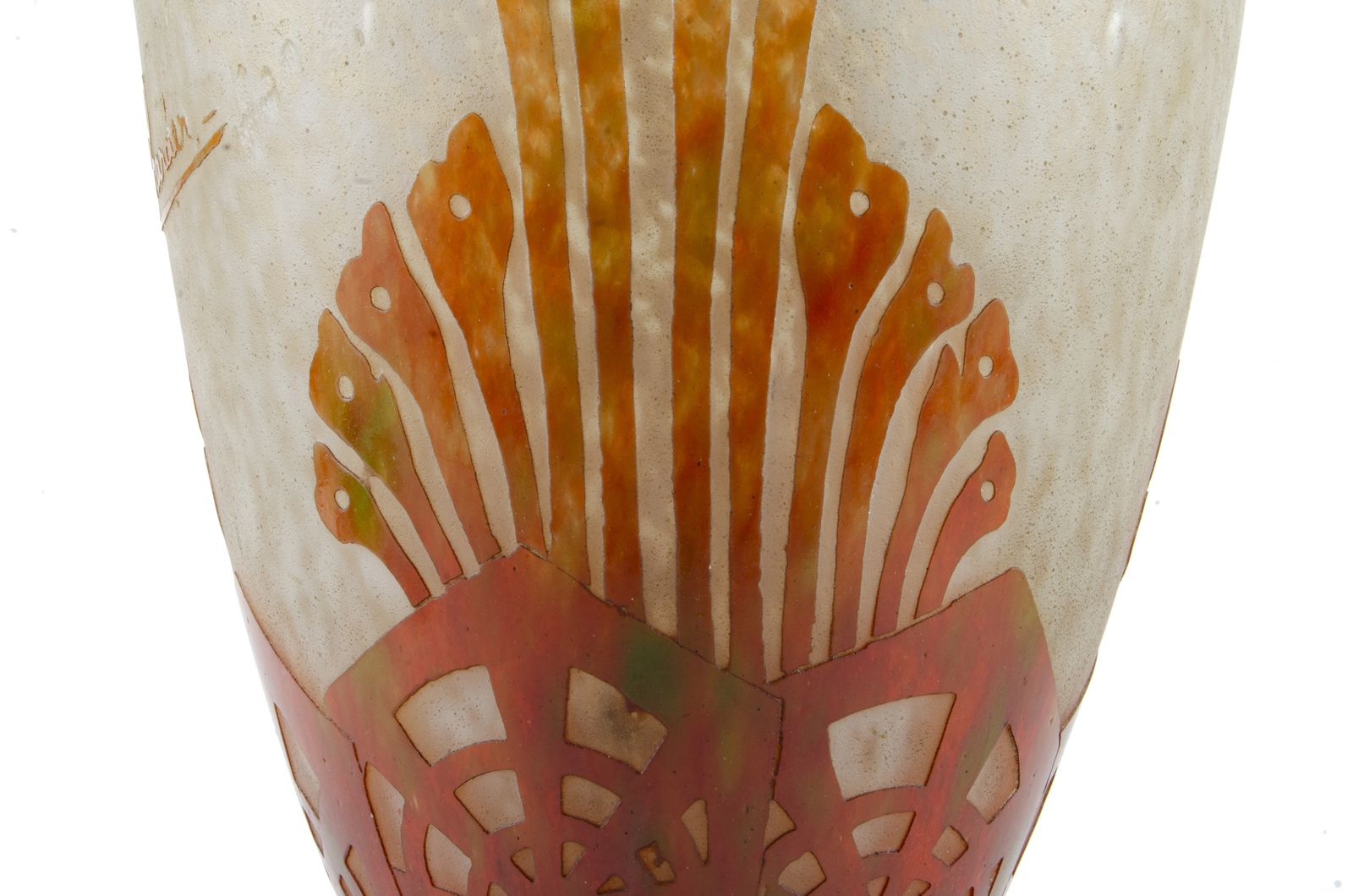 1920s Art Déco French Le Verre Français Frosted Glass Vase With Algae Pattern Decoration Designed By Charder photo Home Decor