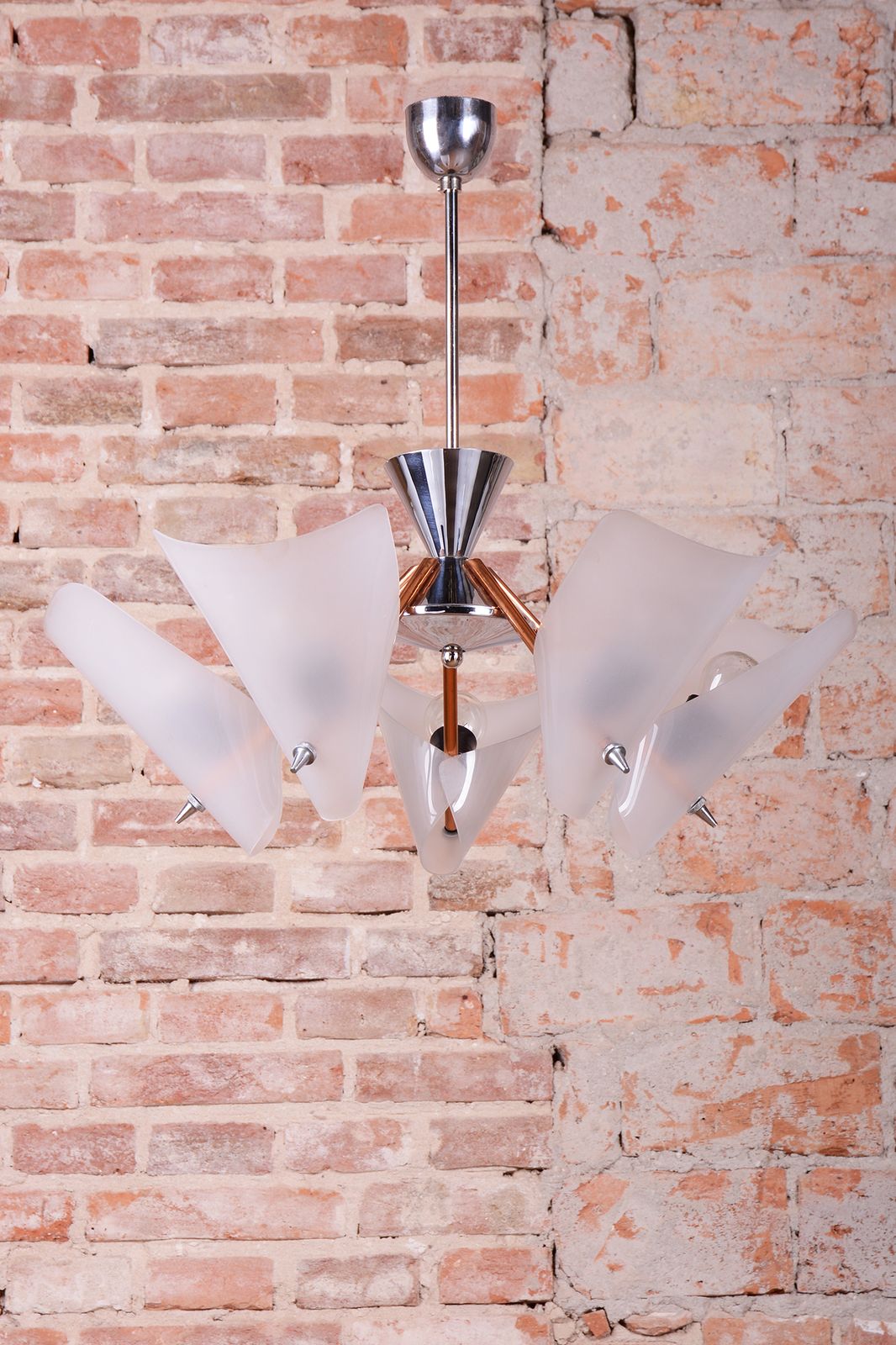 Restored Mid Century Chandelier, By Drukov, Copper, Chrome, Czech, 1960s photo furniture