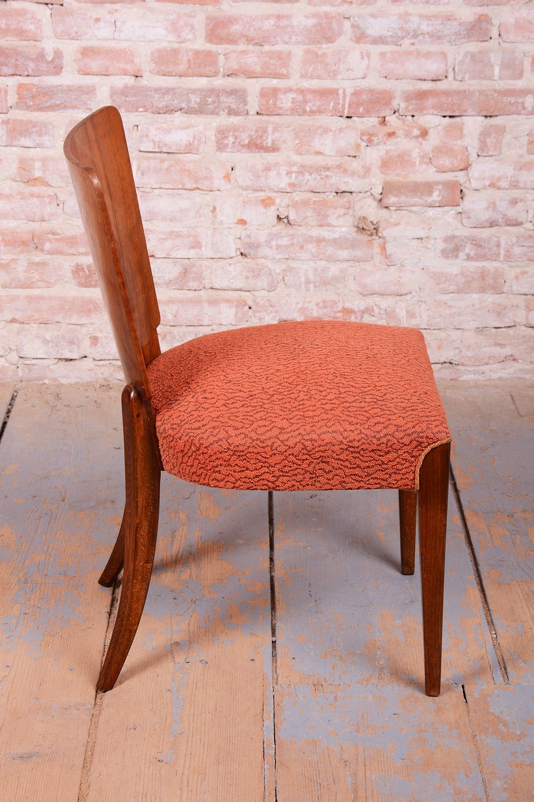 Set Of 4 Original Art Deco Chairs, J. Halabala, Up Zavody, Walnut, Czech, 1940s photo 900.0