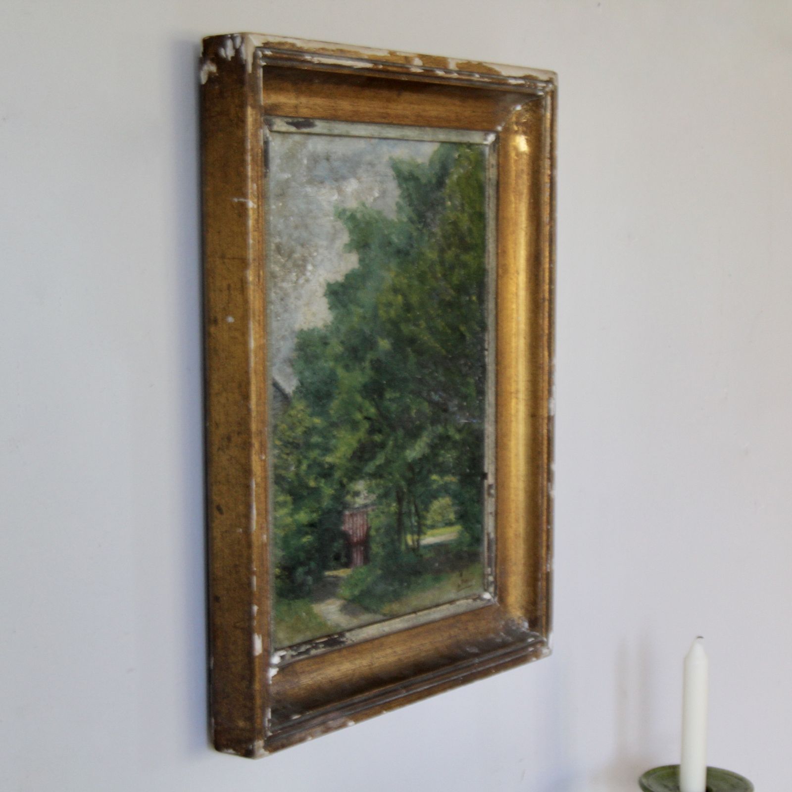 Antique Landscape Painting In Original Gilt Frame photo 224.0