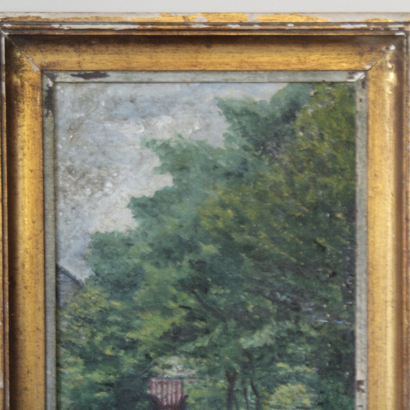 photo furniture Antique Landscape Painting In Original Gilt Frame