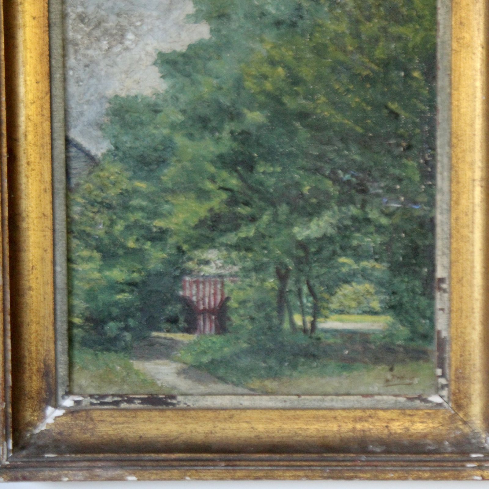 photo for sale Antique Landscape Painting In Original Gilt Frame