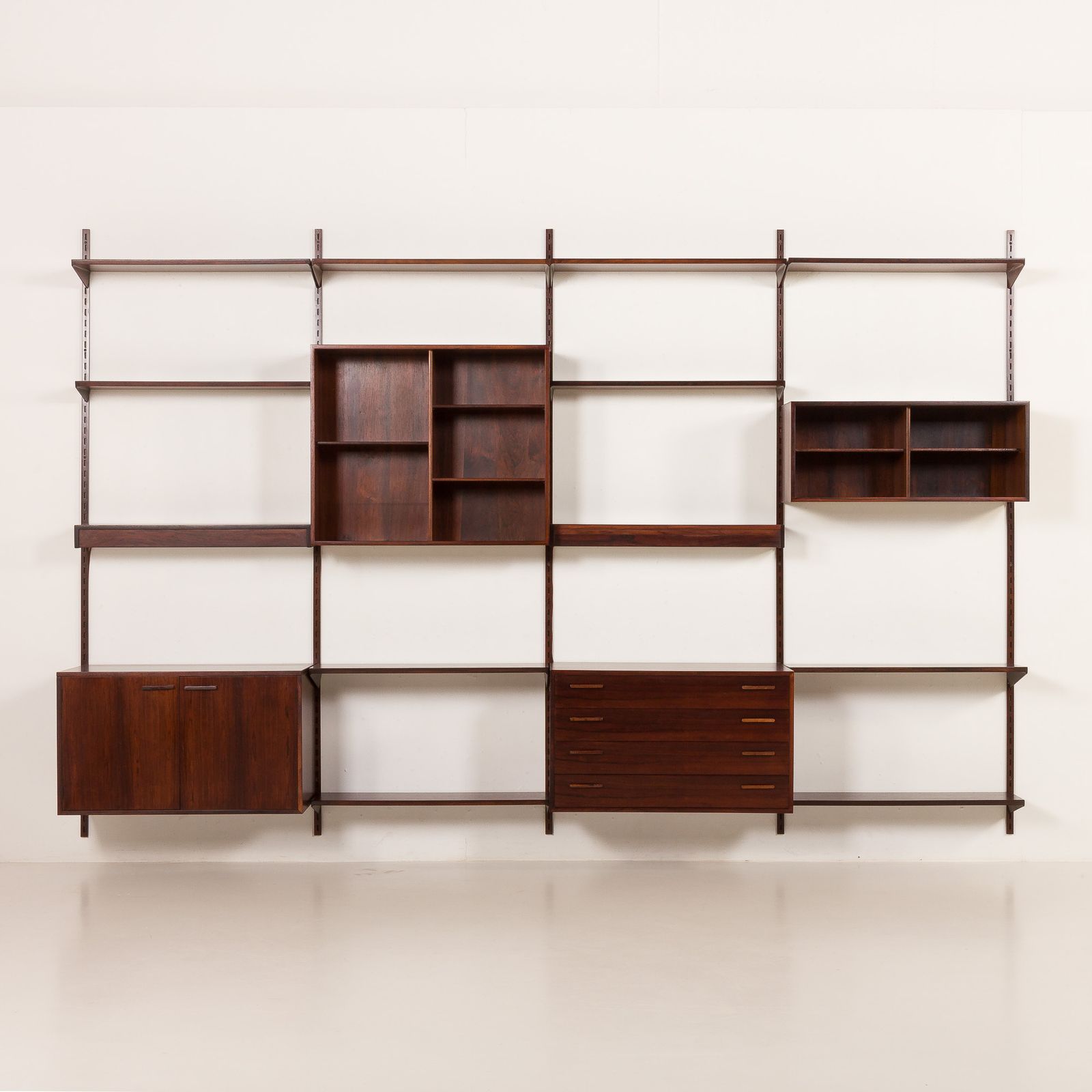 Kai Kristiansen Rosewood Wall Unit With 2 Lamps For Fm Mobler, Denmark 1960s photo vintage