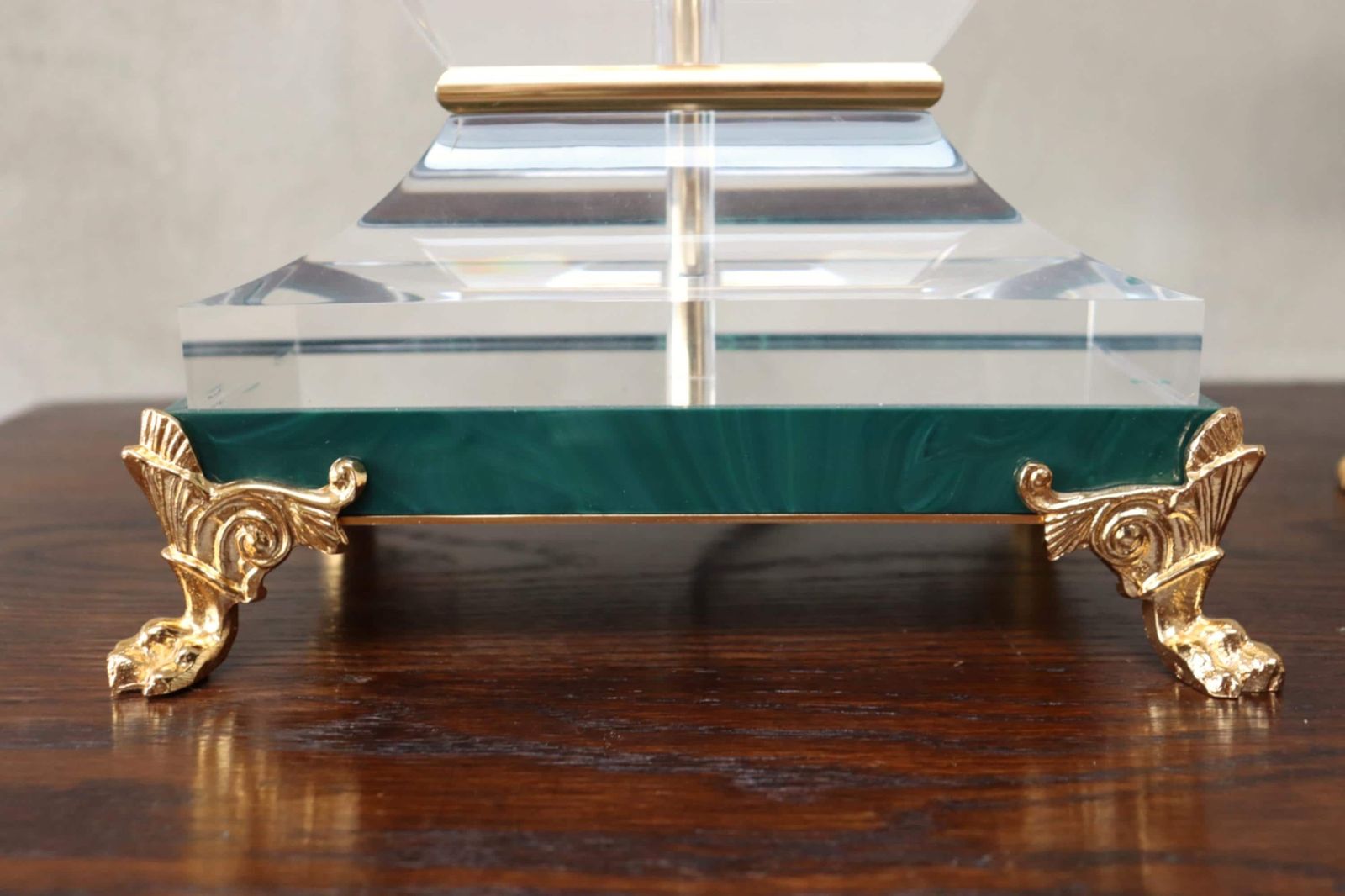photo for sale Pair Of Neoclassical Lucite Table Lamps In The Manner Of Maison Jansen (St.)