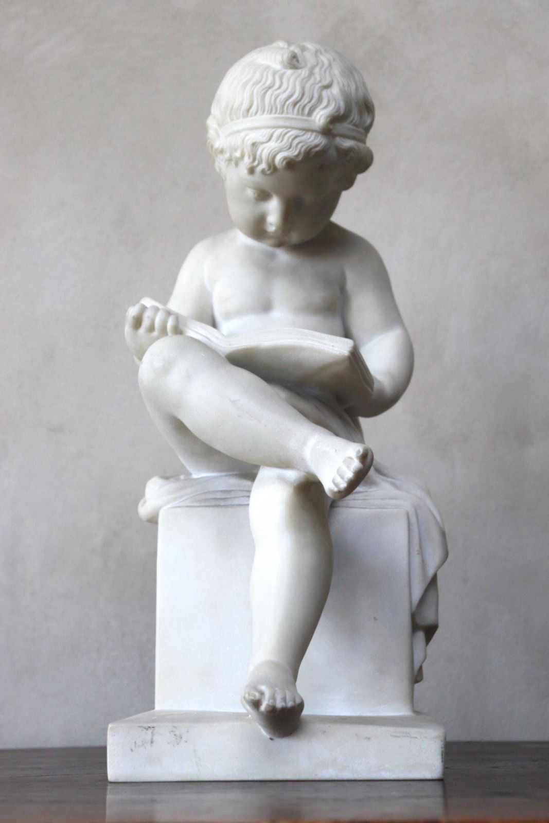 Classic Marble Statue Of A Reading Child Italian Neoclassical Sculpture Style (St.284) photo furniture