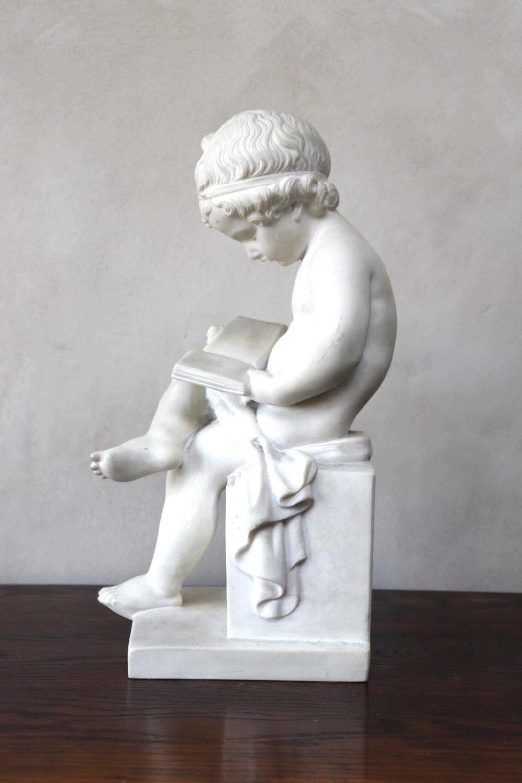 Classic Marble Statue Of A Reading Child Italian Neoclassical Sculpture Style (St.284) photo Art