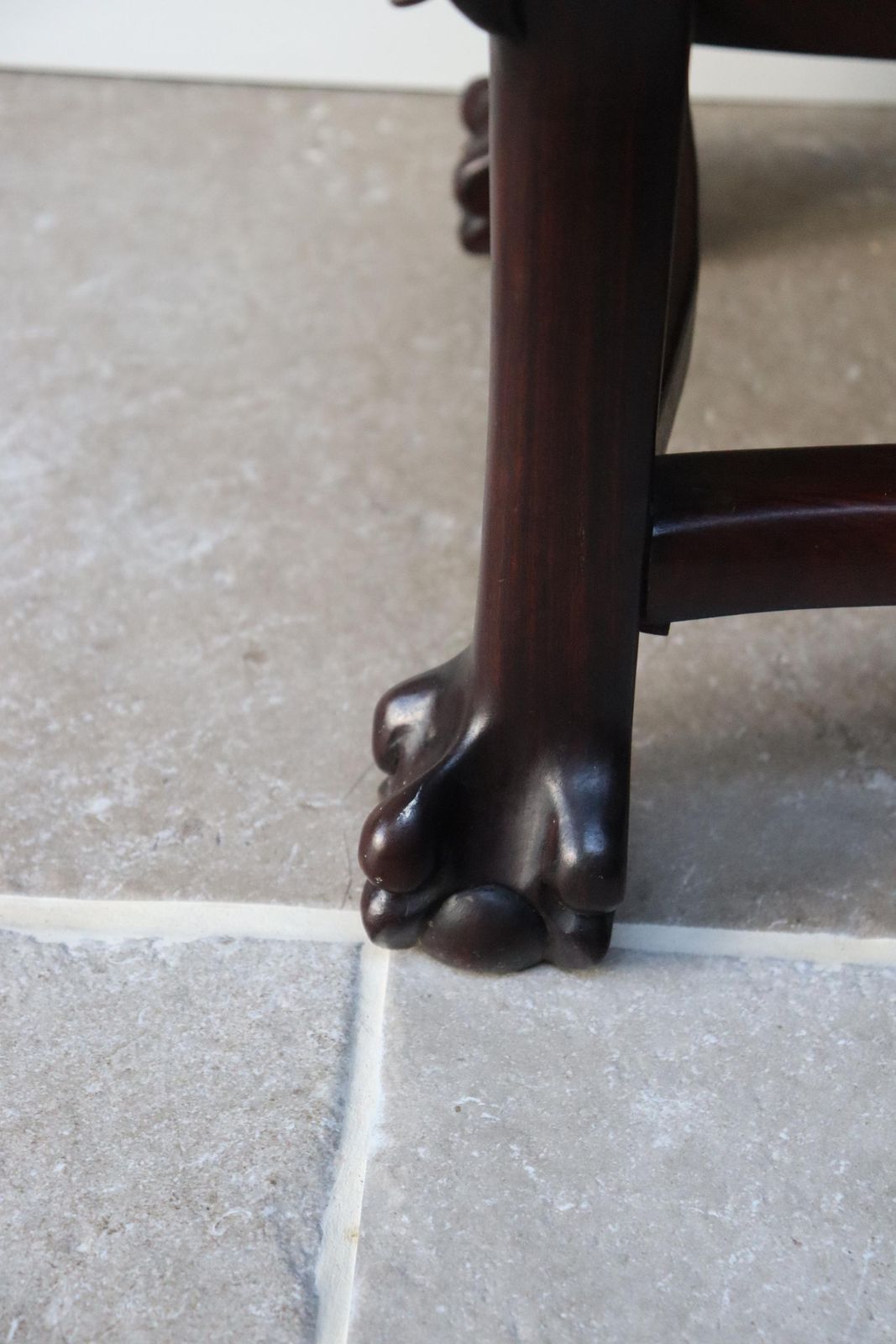 photo for sale Carved Wood Plant Stand, Marble Top, Asian Style Accent Table (St.275)