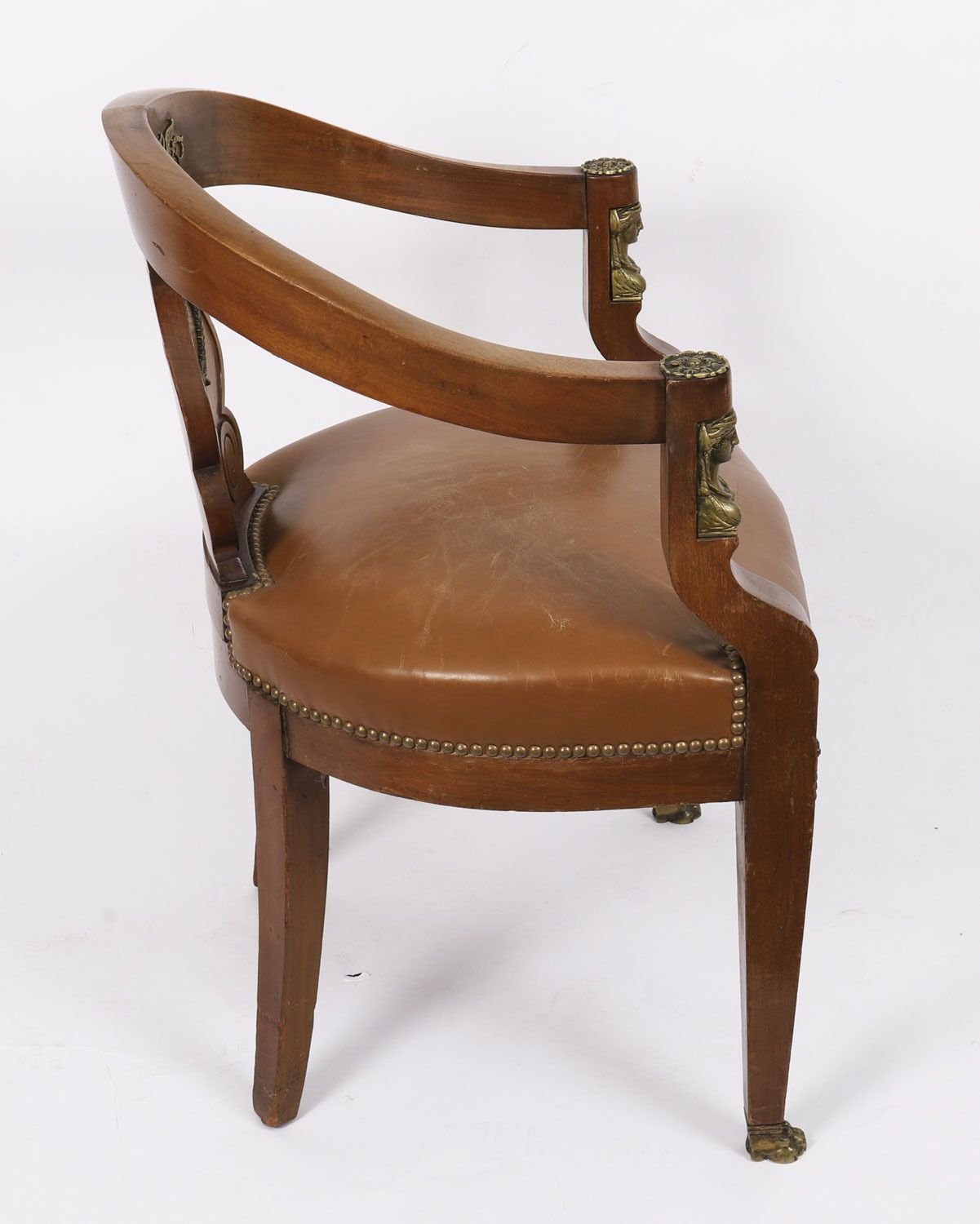 French Empire Revival Mahogany & Ormolu Mounted Armchair 19th C photo vinterior