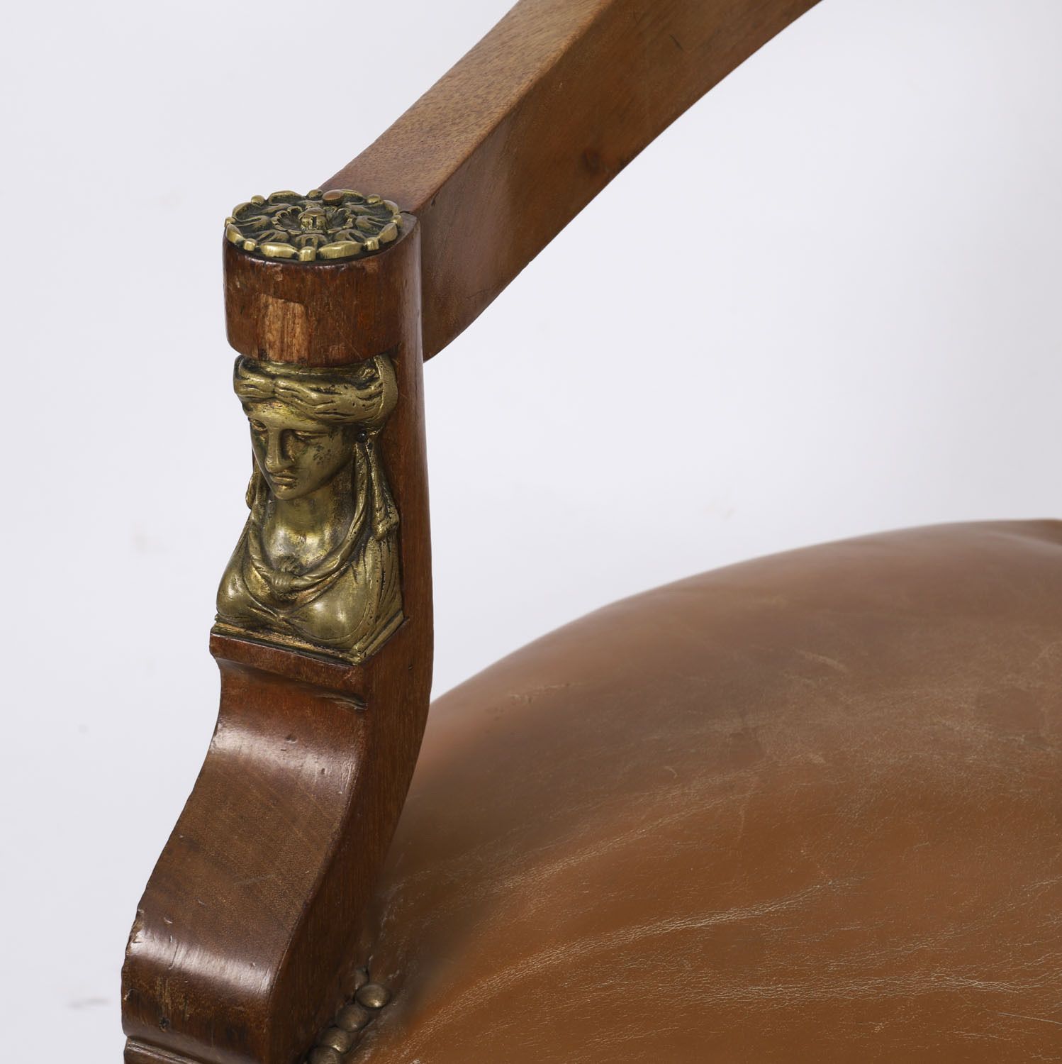 French Empire Revival Mahogany & Ormolu Mounted Armchair 19th C photo buy