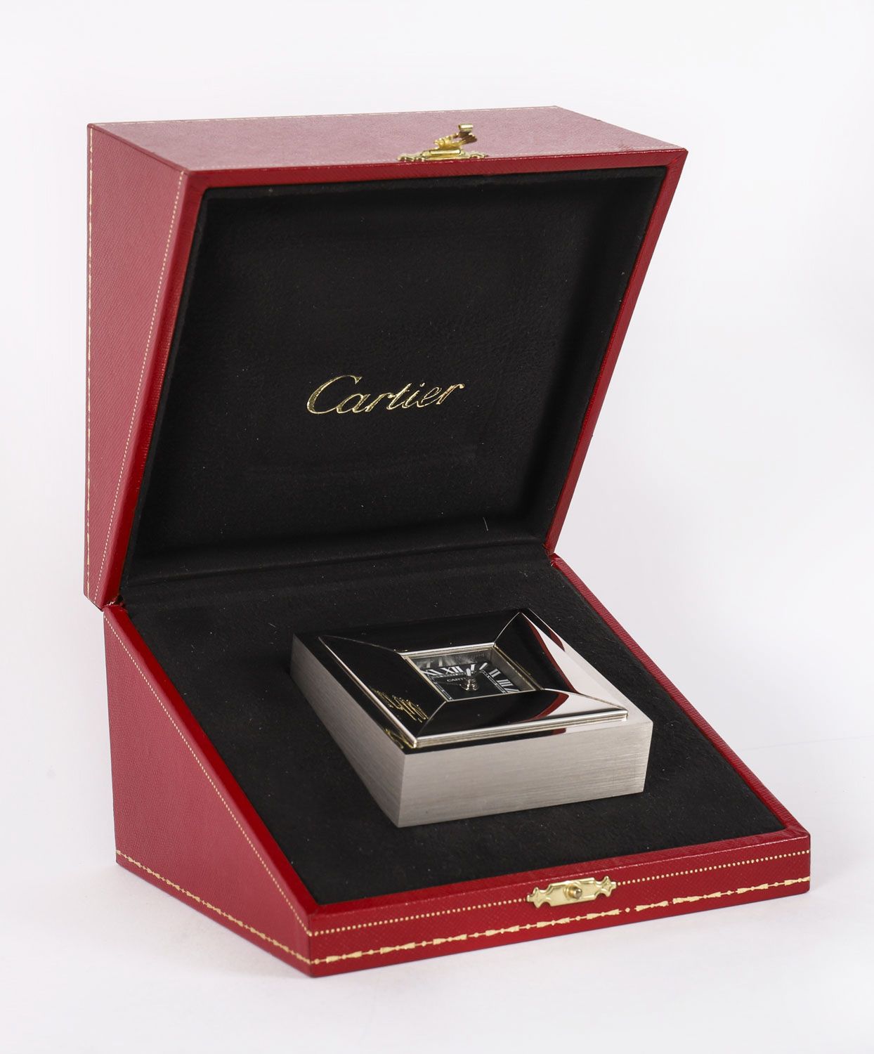 Vintage Cartier Paris Cased Palladium Plated Alarm Clock C1990 photo for sale