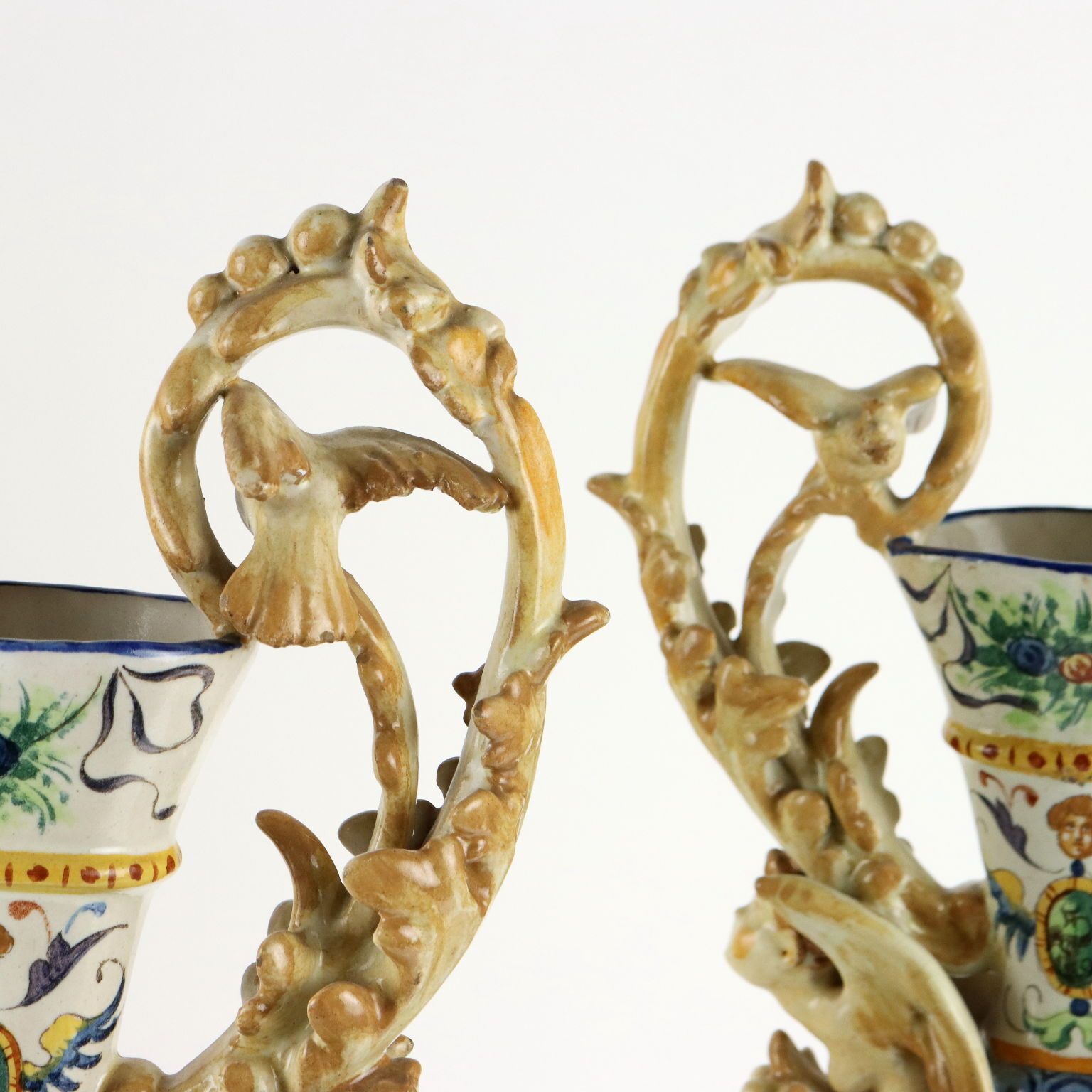 Antique Amphorae Majolica Grotesque Motifs XIX Century photo Home Decor