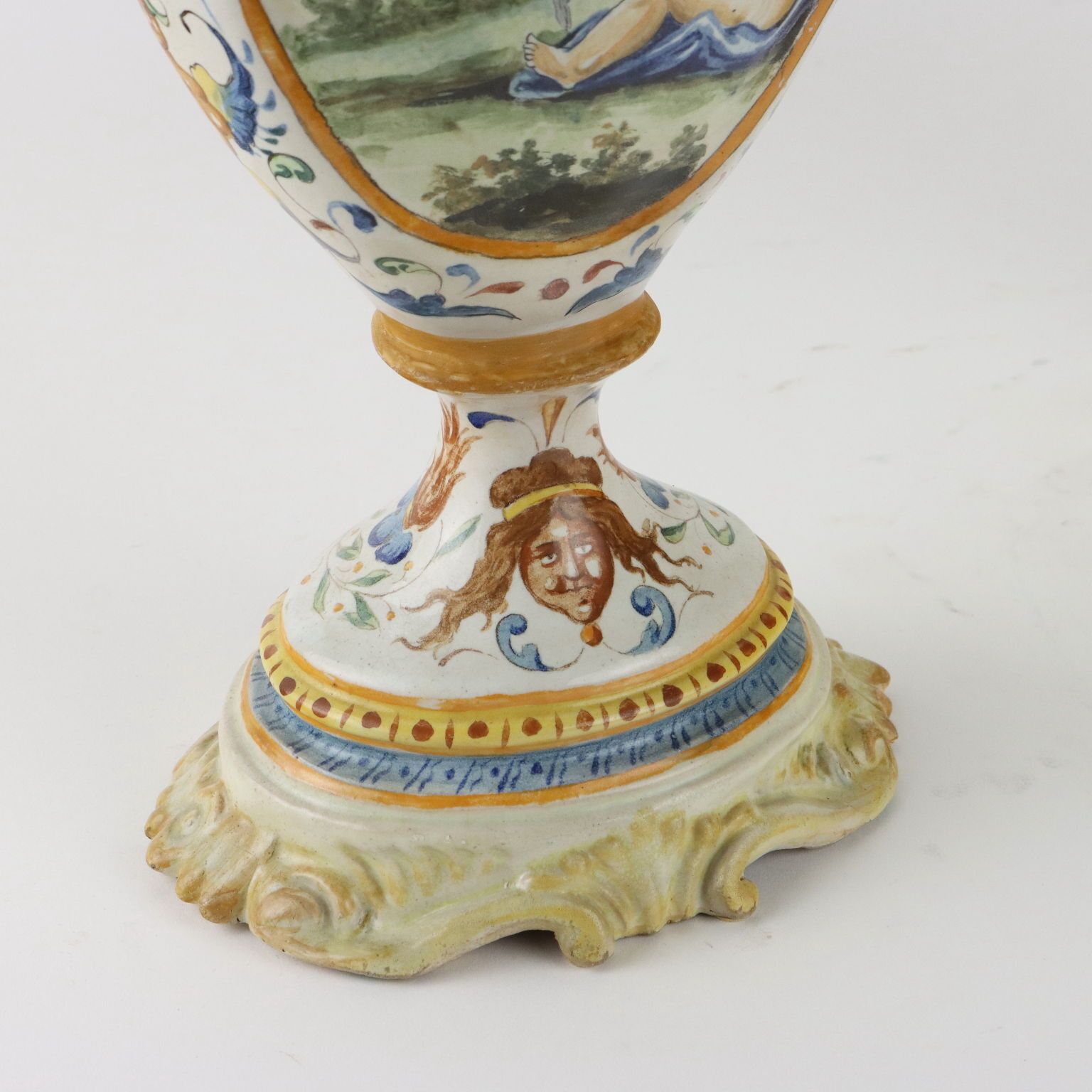 Home Decor Antique Amphorae Majolica Grotesque Motifs XIX Century photo