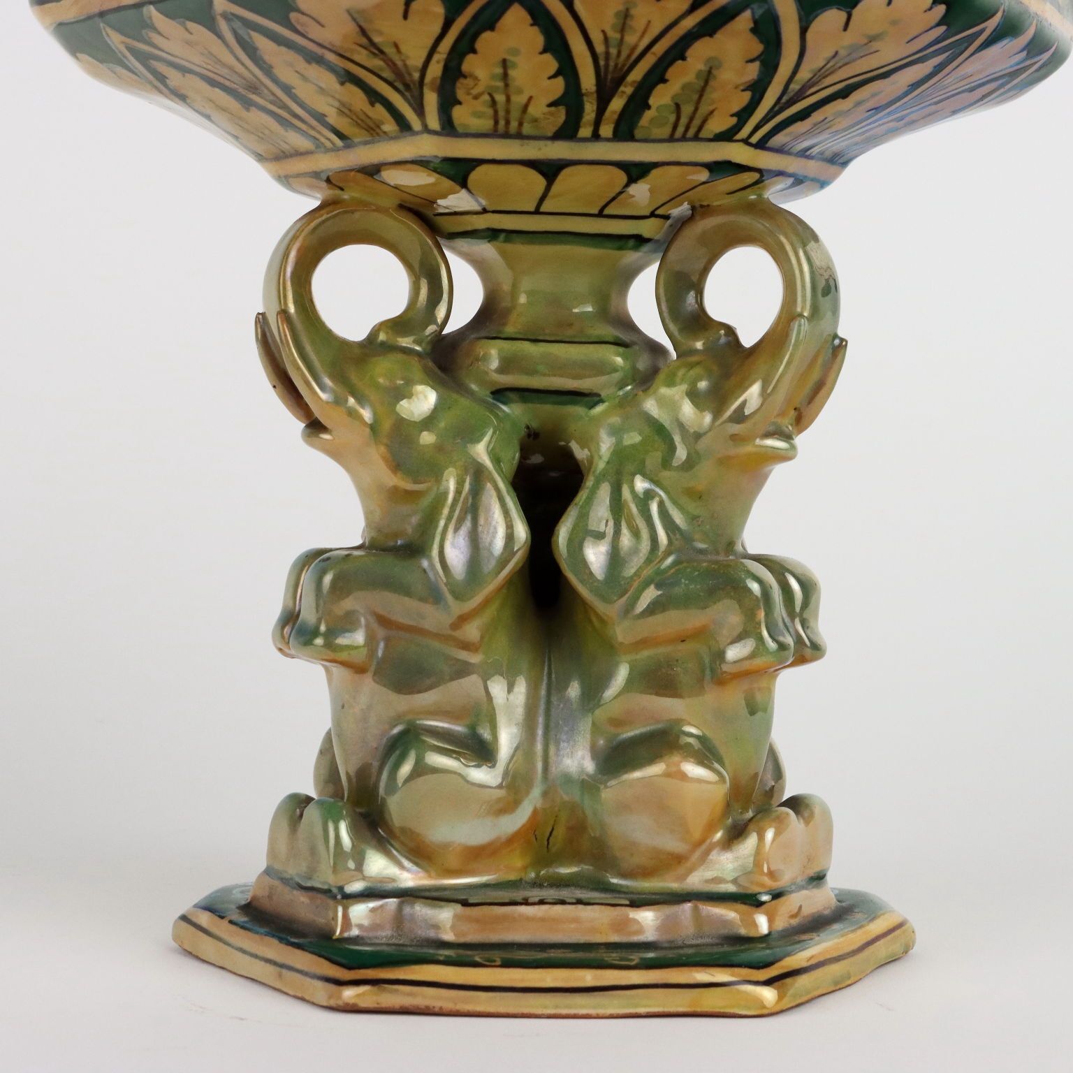 Antique Centerpiece Majolica Man. Robbia Gualdo Tadino '900 photo vinterior