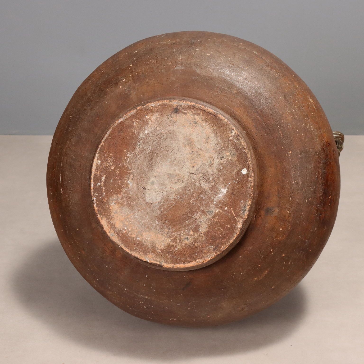 Antique Terracotta Jar Bronze Finished Handles XX Century photo vinterior
