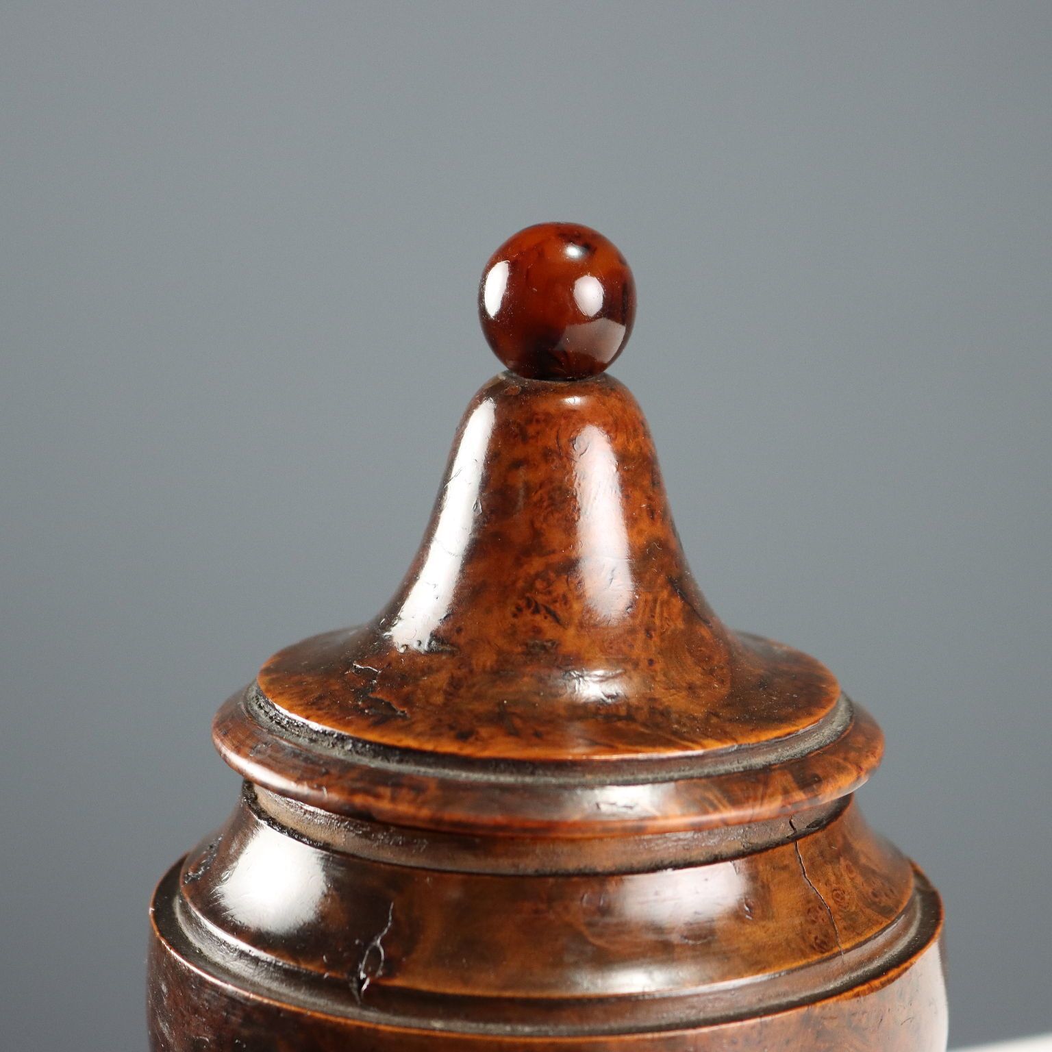 Antique Tobacco Jar Walnut Burl Europe XIX XX Century photo for sale