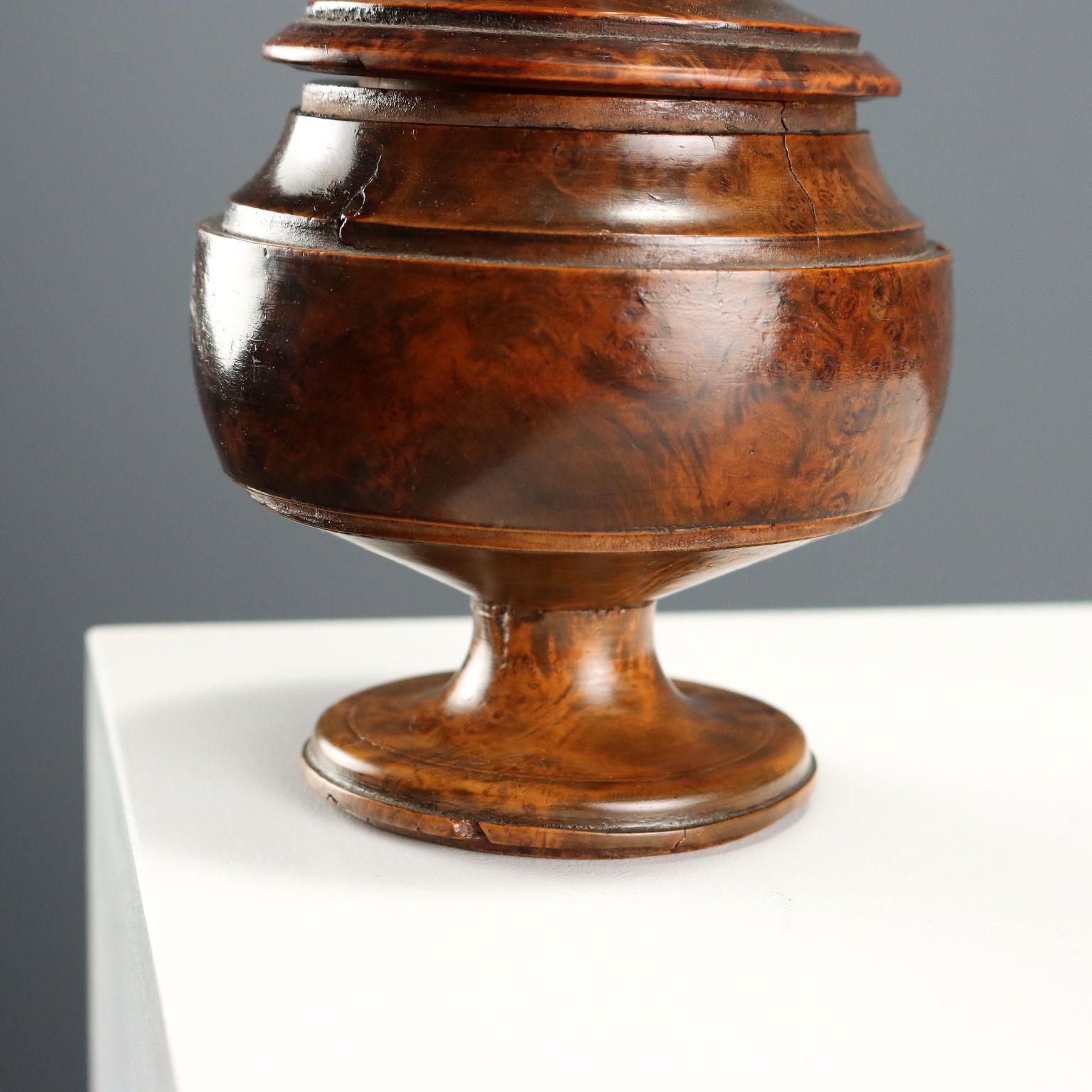 Antique Tobacco Jar Walnut Burl Europe XIX XX Century photo Home Decor