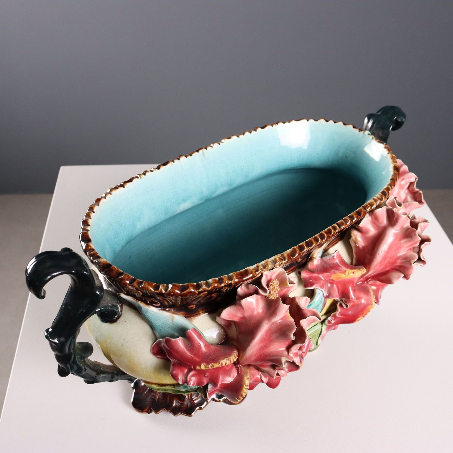 Antique Planter Barbotine Ceramic Decorations Europe XX Century photo 440.0