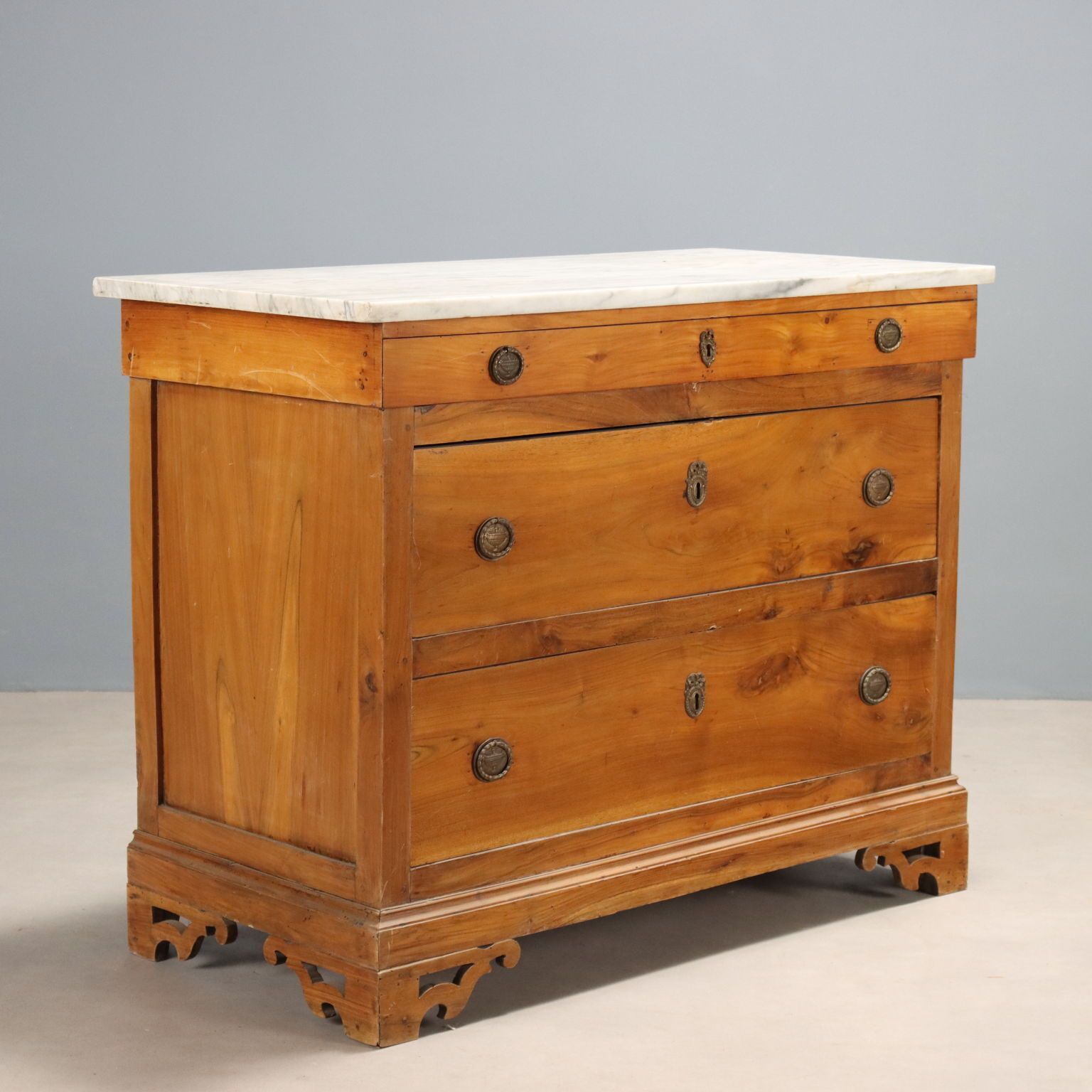 Antique Chest Of Drawers Cherrywood 3 Drawers XIX Century