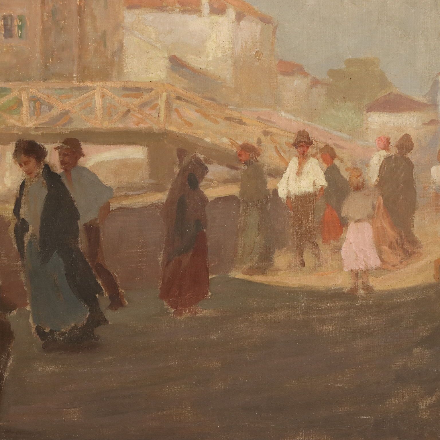 Modern Painting Signed Paolo Baroni Glimpse Of A Village XX Century photo 1500.0
