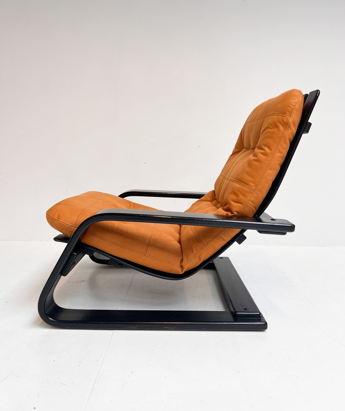 Furniture Reupholstered Cognac Coloured Lounge Chair, 1960s photo