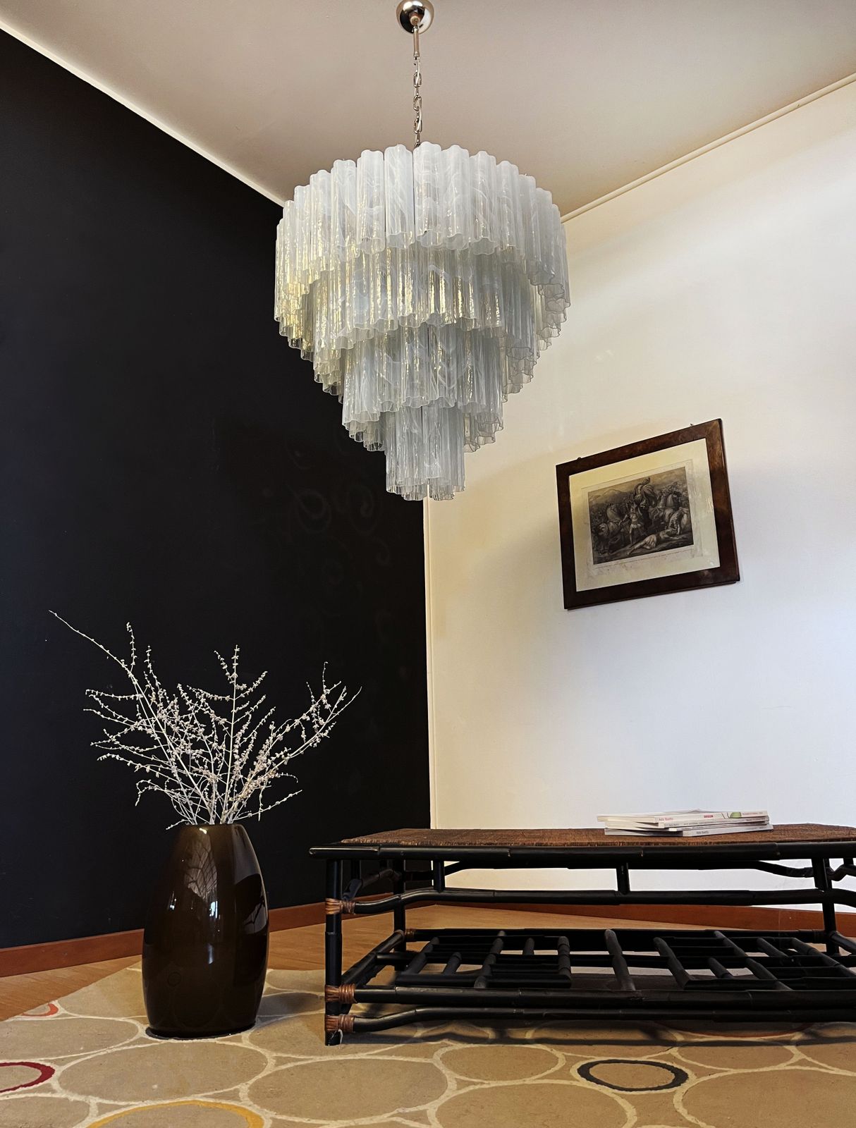 Huge Vintage Murano Glass Tiered Chandelier   78 Alabaster White Glasses photo Lighting