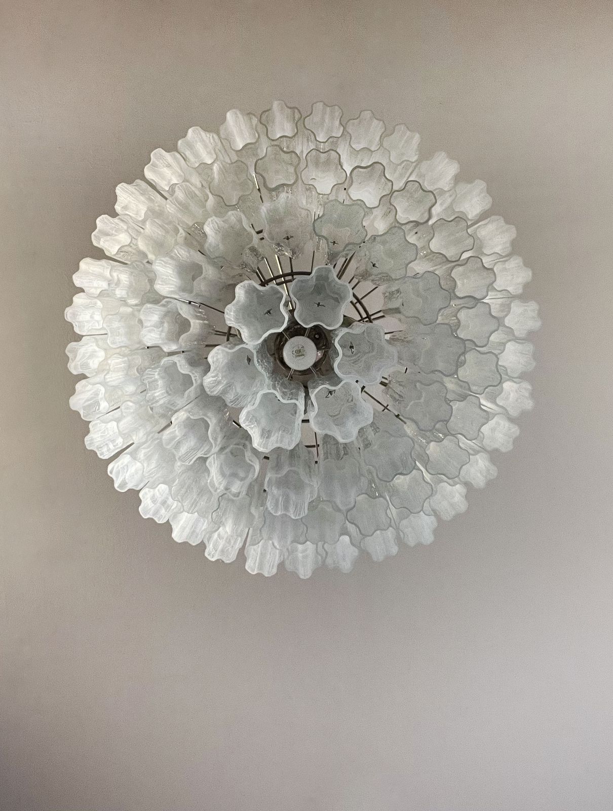 photo furniture Huge Vintage Murano Glass Tiered Chandelier   78 Alabaster White Glasses