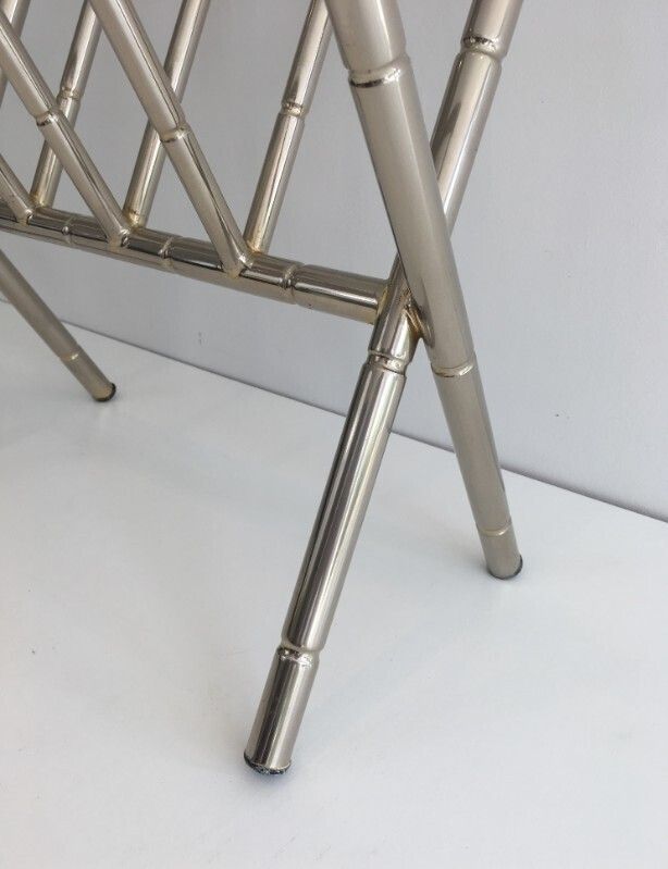 Faux Bamboo Nickel Magazine Rack. French. Circa 1970 photo buy