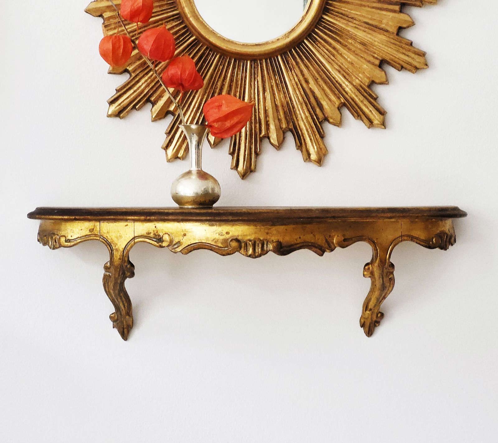 Mid Century Florentine Giltwood Wall Console, 1950s