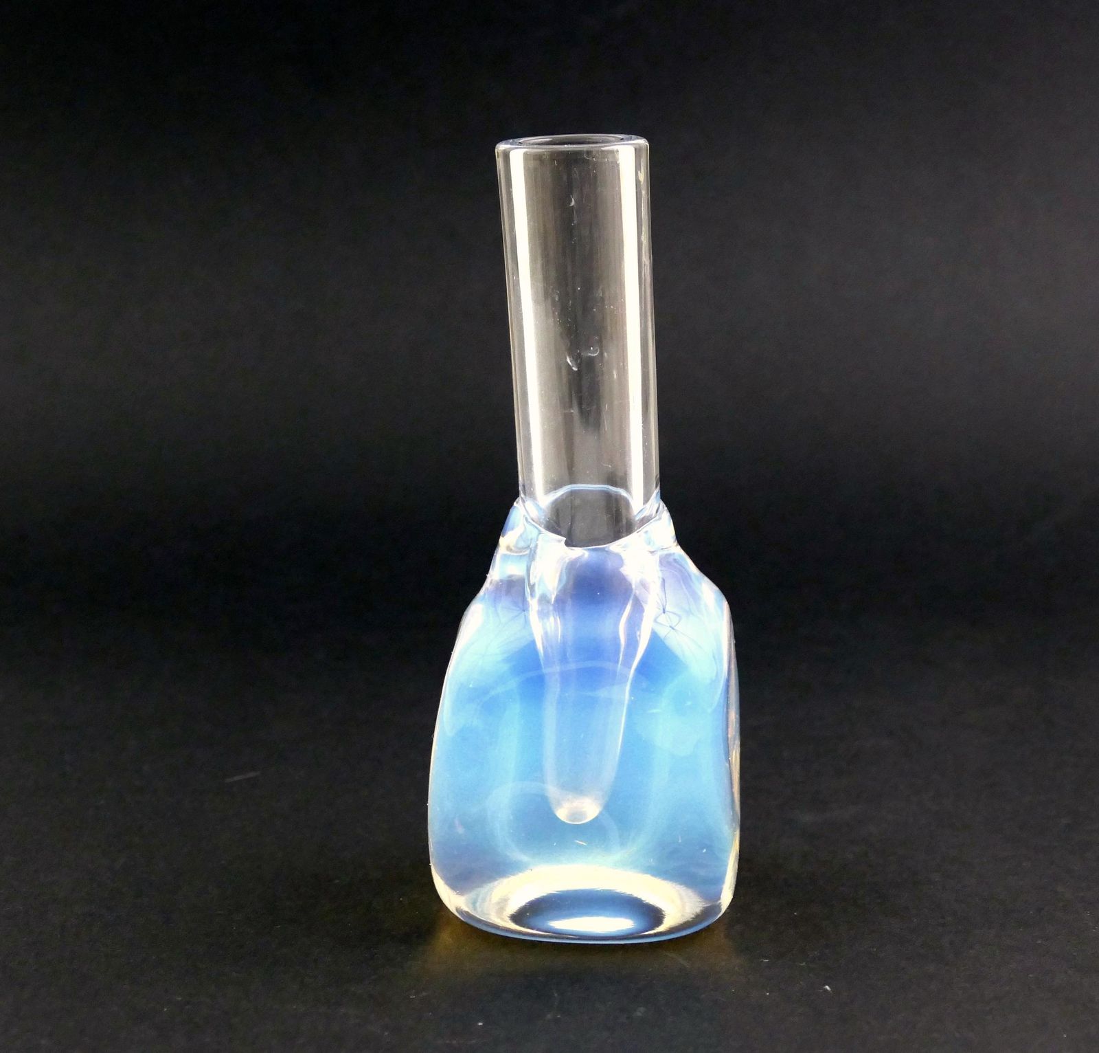 Vintage Sugahara Japanese Opalescent Art Glass Bud Vase, Retro Handmade Glassware Vase From Japan, Exotic Asian Minimalist Home Decor