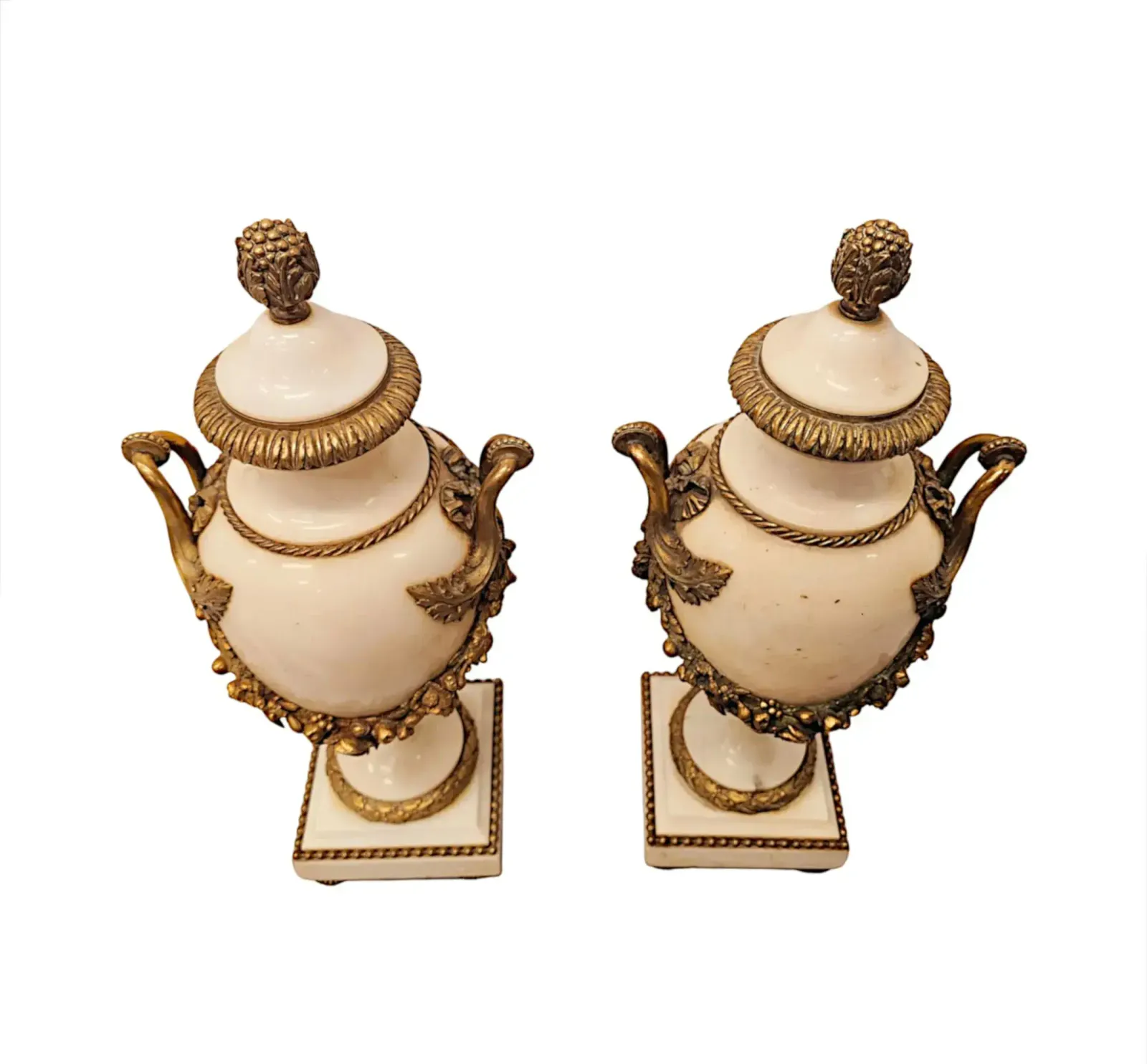 A Very Fine Pair Of 19th Century Large Size Marble Cassolettes With Ormolu Mounts photo 5127.3240000000005