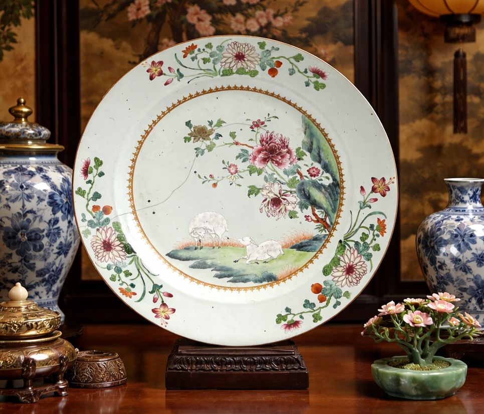 Huge! 18thc Chinese Export Qianlong Period Famille Rose Porcelain Charger Plate photo 365.0