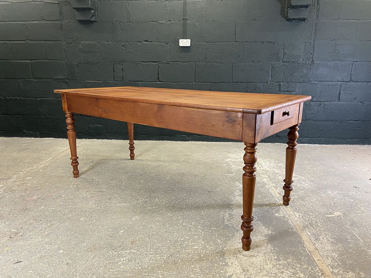 Antique French Fruit Wood Dining Table With Bread Slide photo for sale