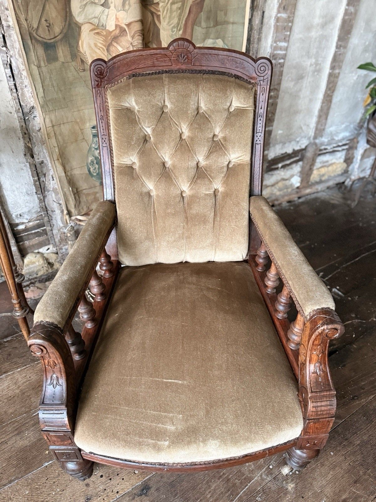Substancial Original Antique Mahogany Gentlman's Fireside Library Armchair Chair photo vintage