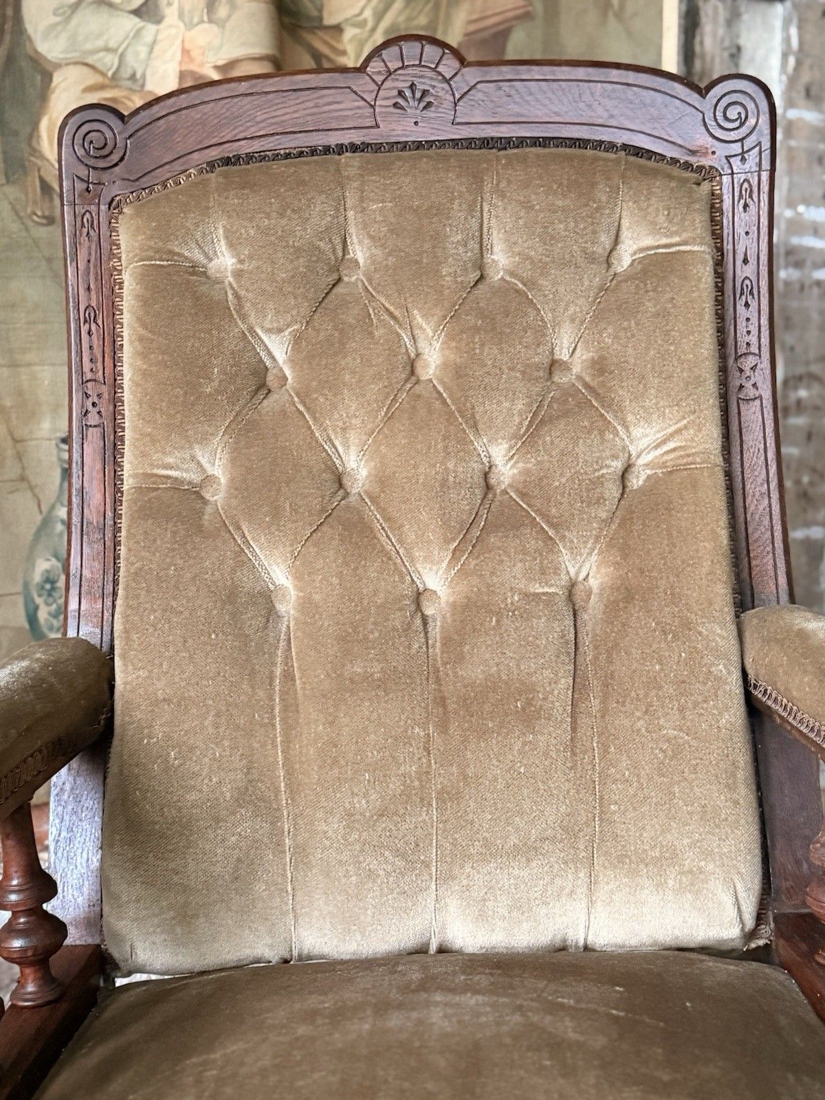 Furniture Substancial Original Antique Mahogany Gentlman's Fireside Library Armchair Chair photo