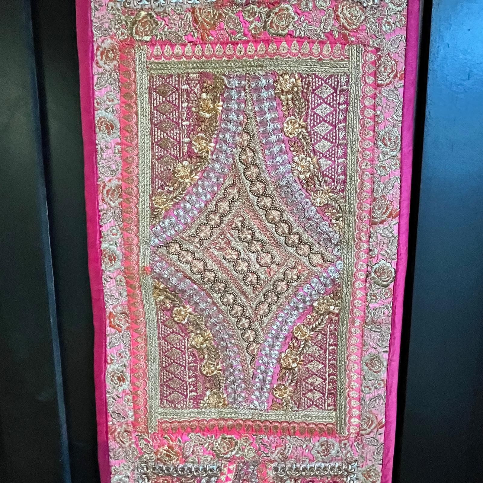 Vintage Indian Decorative Pink With Gold Embroidery Panel photo buy