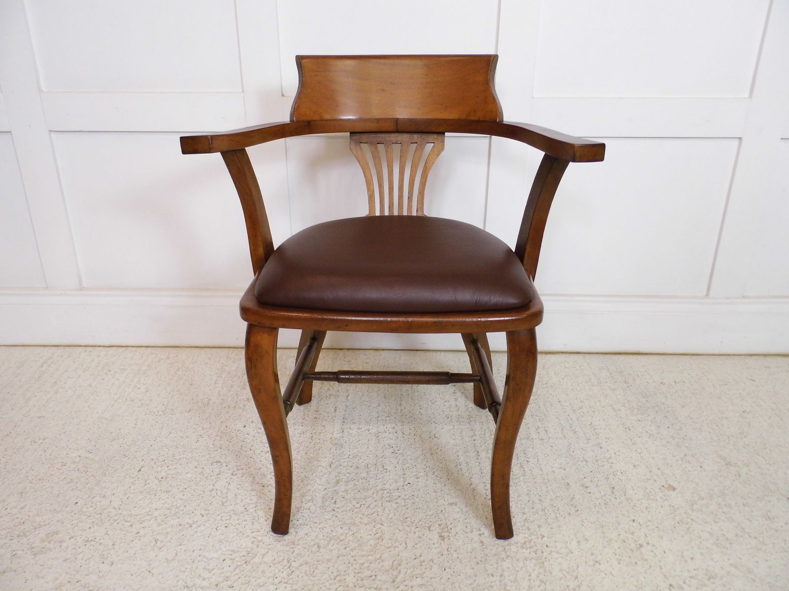 Antique Vintage Captains Mahogany Ex Raf Desk Office Chair Grv 1920s photo for sale