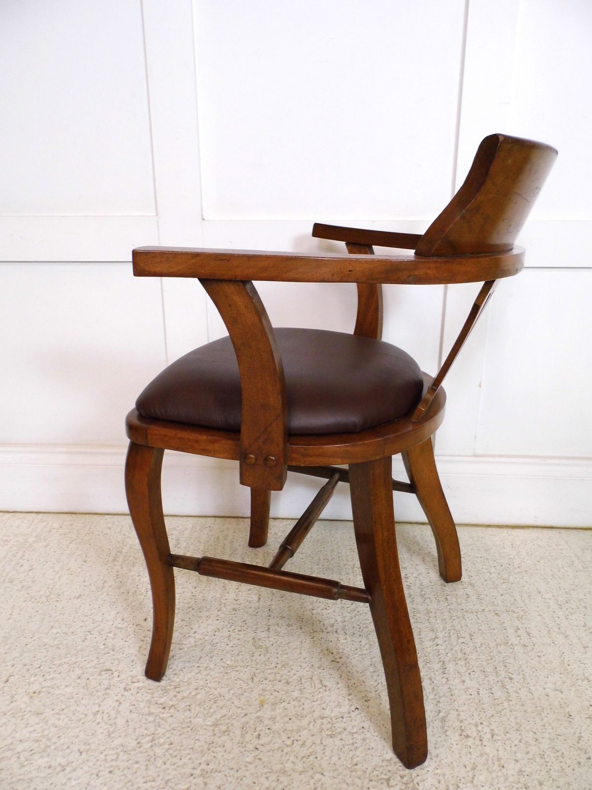 Antique Vintage Captains Mahogany Ex Raf Desk Office Chair Grv 1920s photo vintage