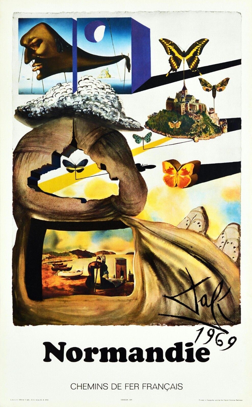 Salvador Dali French Railways Tourism Poster Genuine 1969 Poster