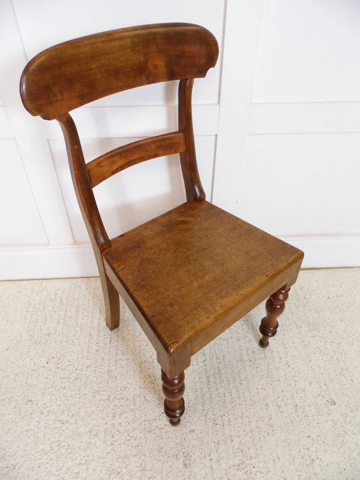 Antique Victorian Mahogany Bar Back Side Hall Dining Chair Turned Front Legs
