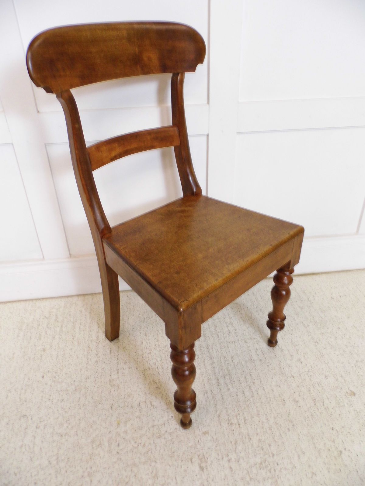 Antique Victorian Mahogany Bar Back Side Hall Dining Chair Turned Front Legs photo for sale