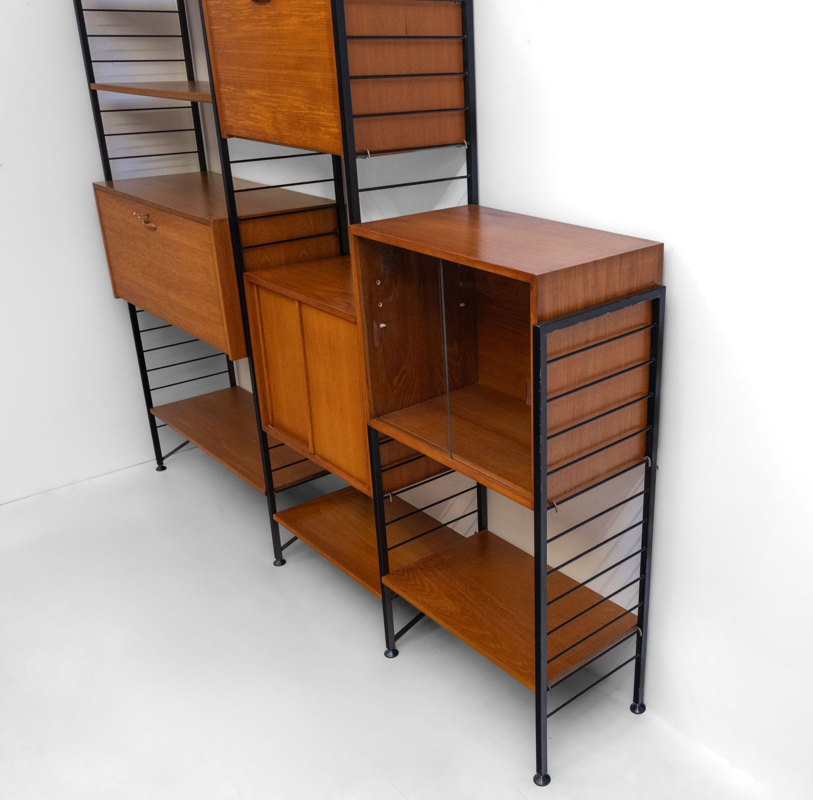 Mid Century Ladderax Six Bay Shelving System, Desk Drinks Cabinet Staples photo Furniture