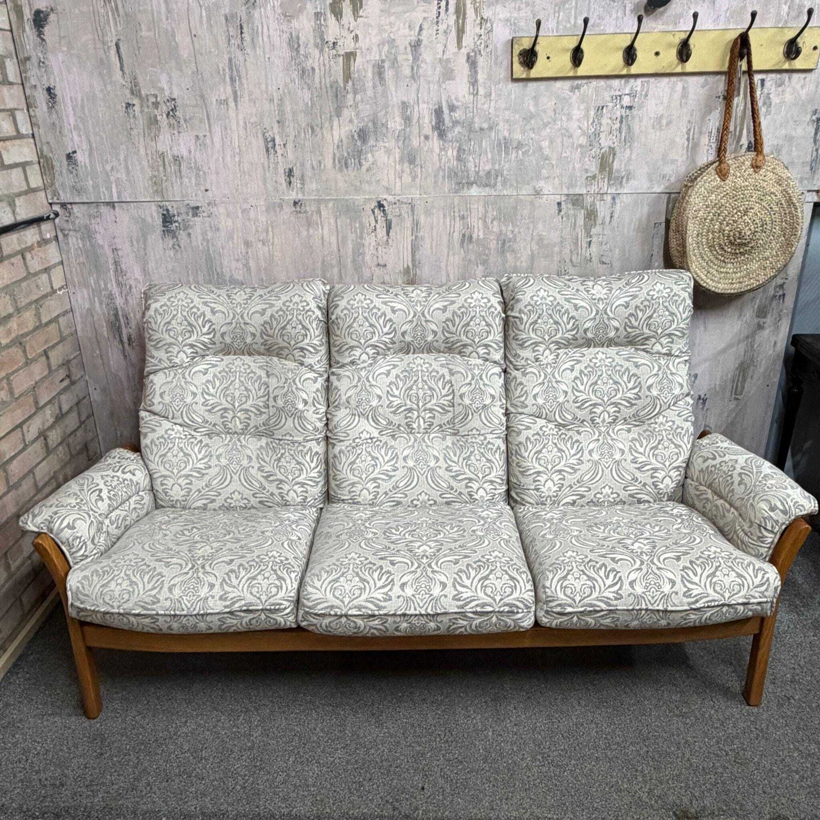 Ercol Saville 3 Seater Sofa Solid Wood Frame Upholstered Recovered Cushions