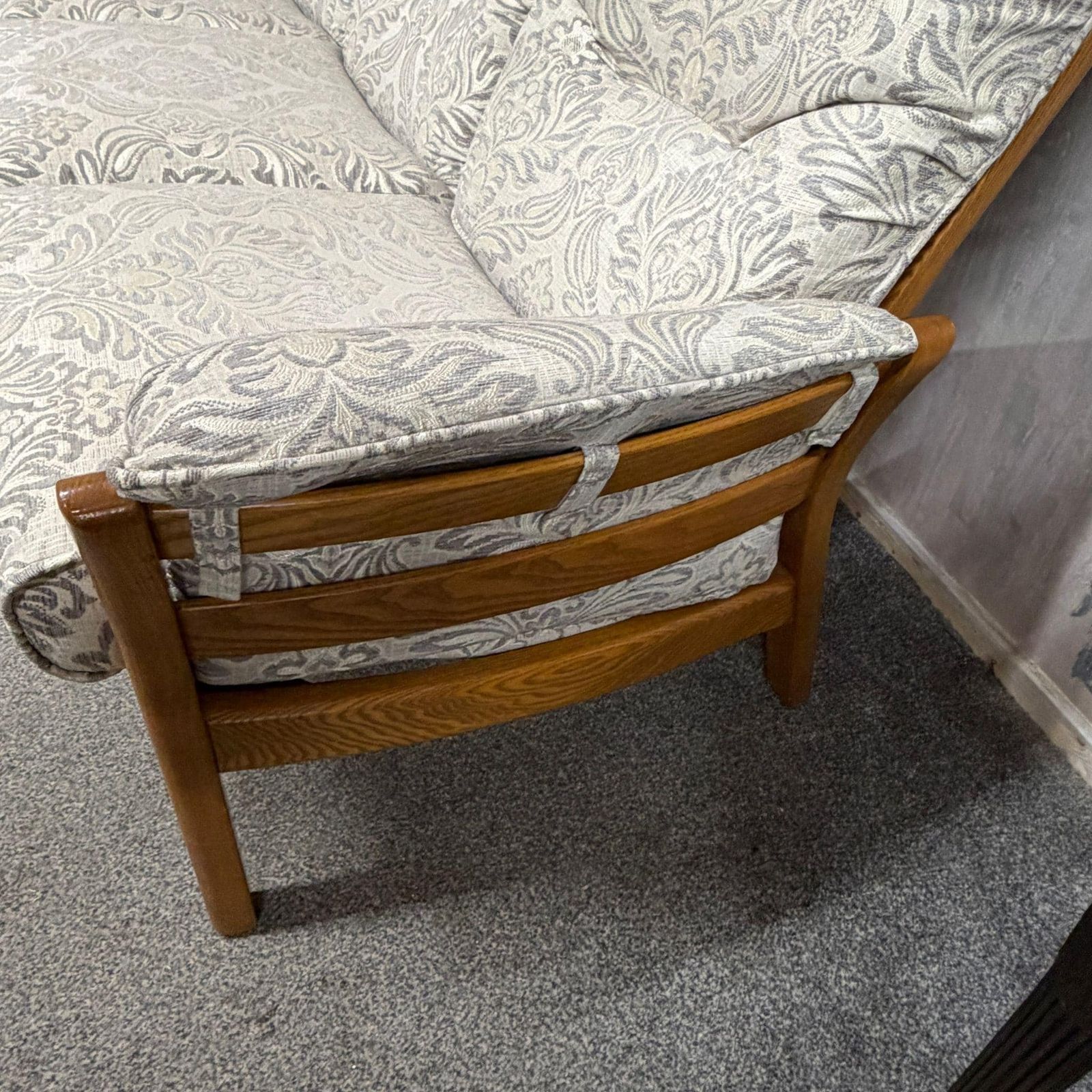 Ercol Saville 3 Seater Sofa Solid Wood Frame Upholstered Recovered Cushions photo for sale