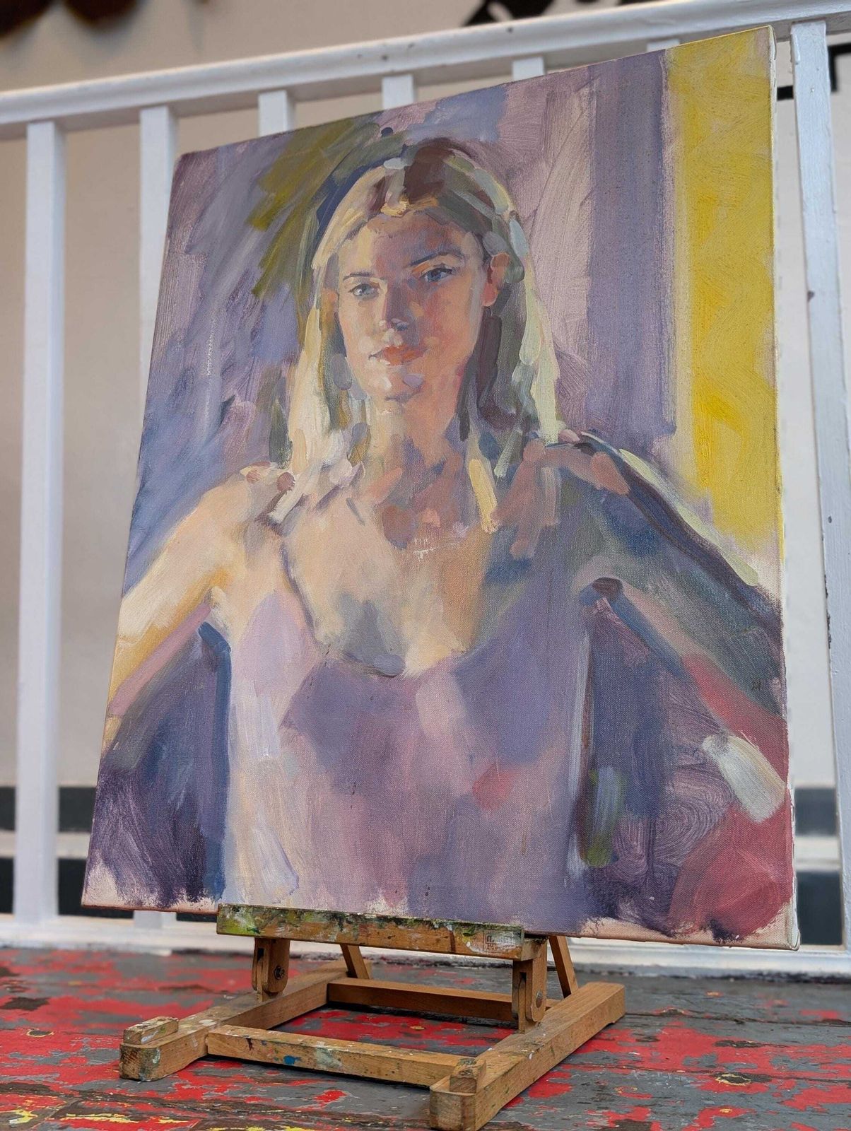 Late 20th Century Oil On Canvas Impressionist Portrait Of A Young Woman. photo Art