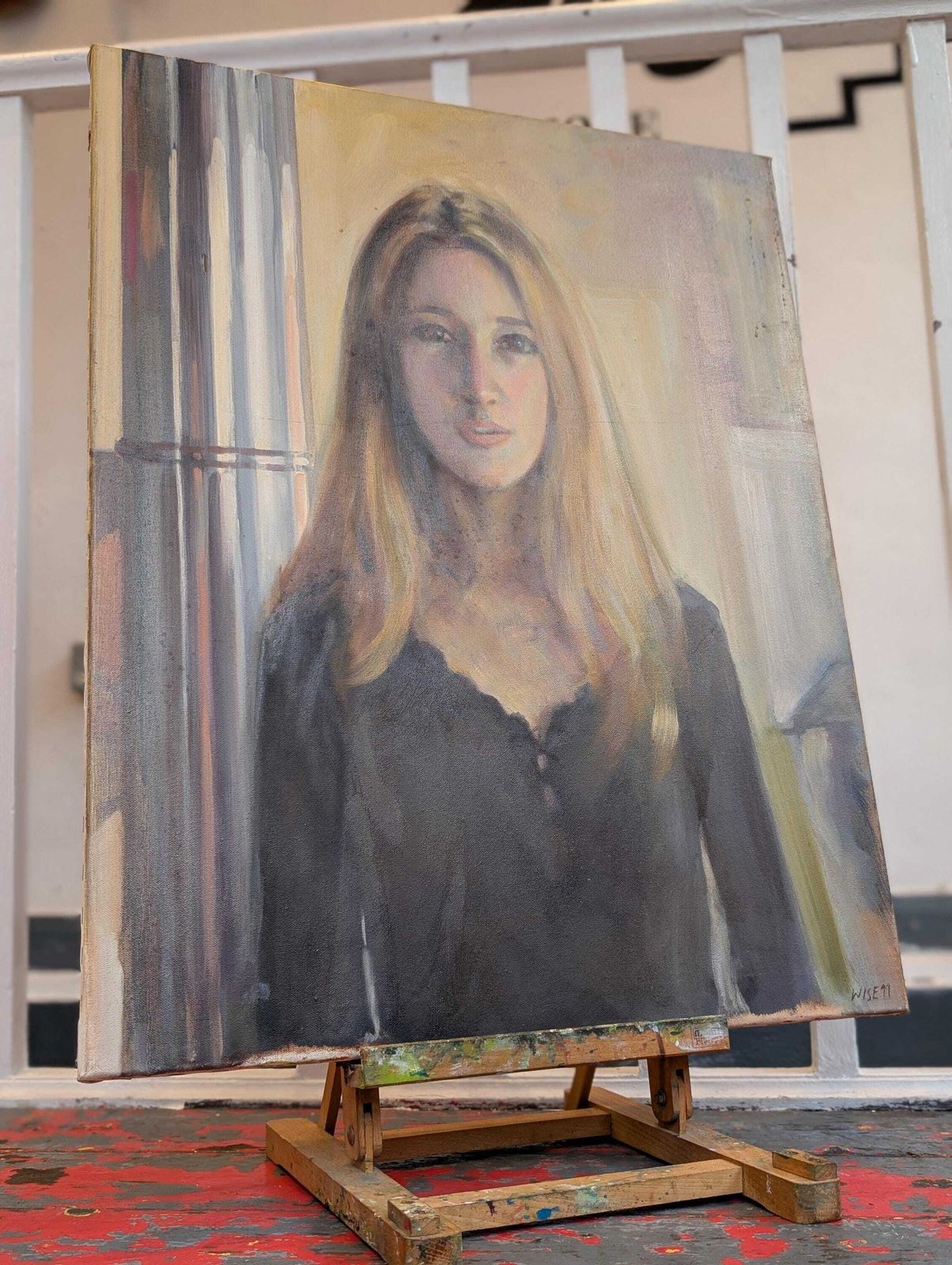Late 20th Century Oil On Canvas Realism Portrait Of A Young Woman. photo 180.0
