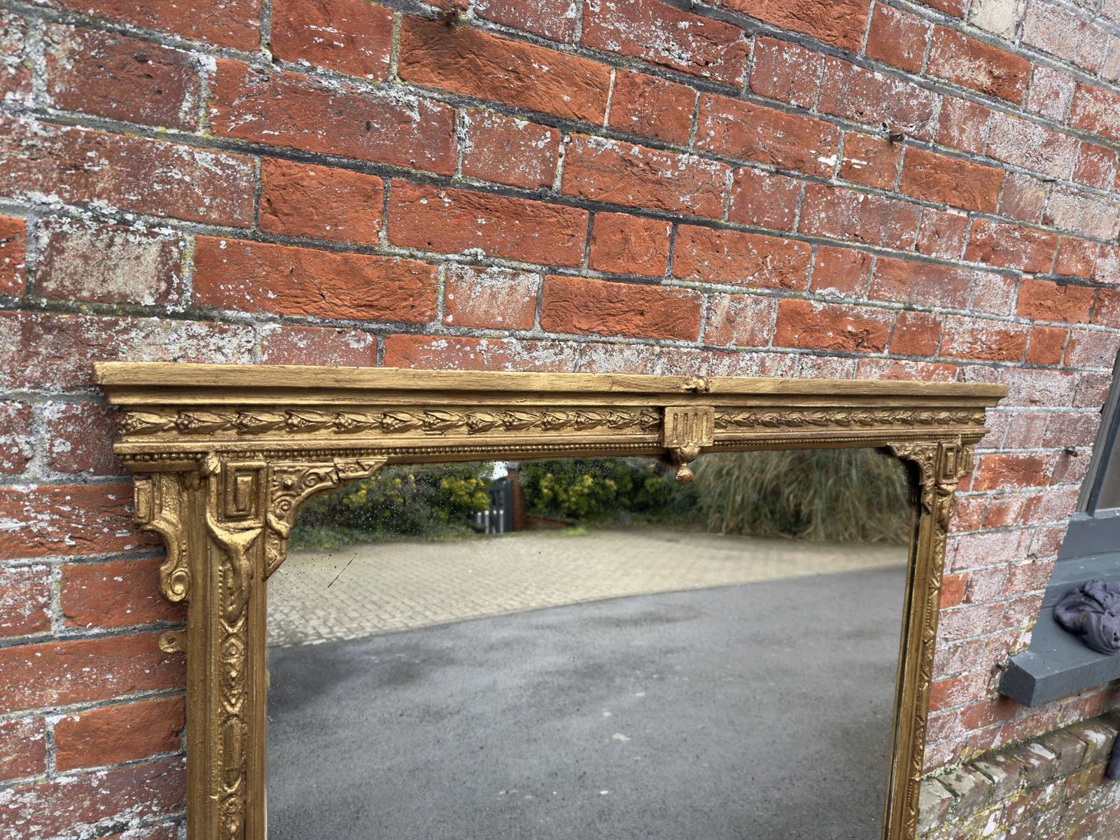A Delightful Large Antique English 19th C Gilt Overmantle Mirror. photo furniture